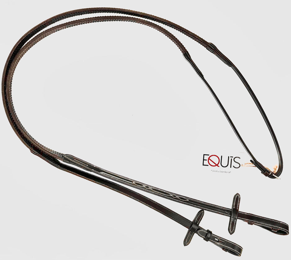 AVILA EQUESTRIAN IMOLA RUBBER REINS - FANCY STITCHING BROWN