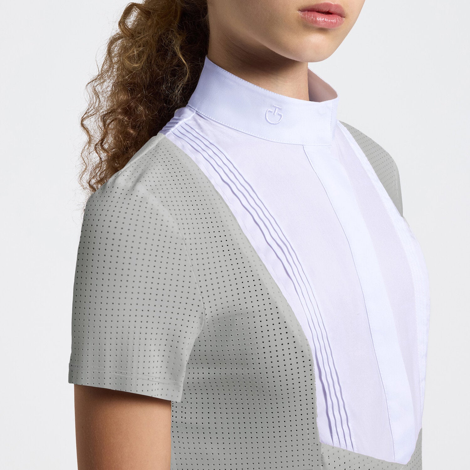 CAVALLERIA TOSCANA GIRLS PERFORATED S/S JERSEY COMPETITION SHIRT W/ BIB
