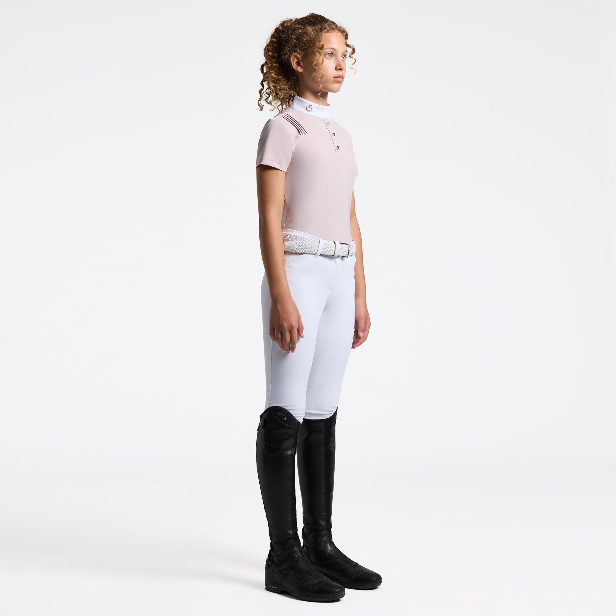CAVALLERIA TOSCANA GIRLS' S/S JERSEY PLEATED COMPETITION SHIRT