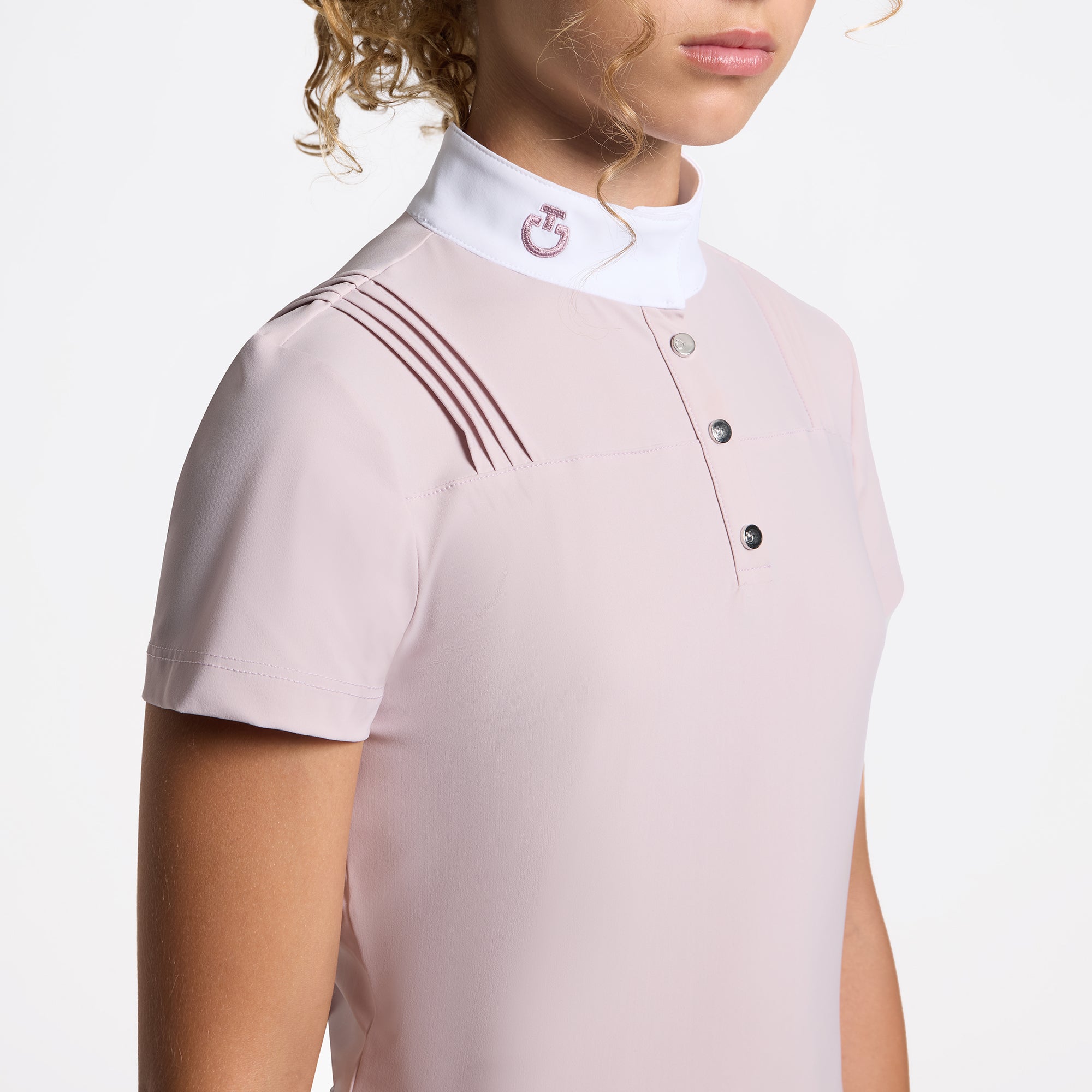 CAVALLERIA TOSCANA GIRLS' S/S JERSEY PLEATED COMPETITION SHIRT