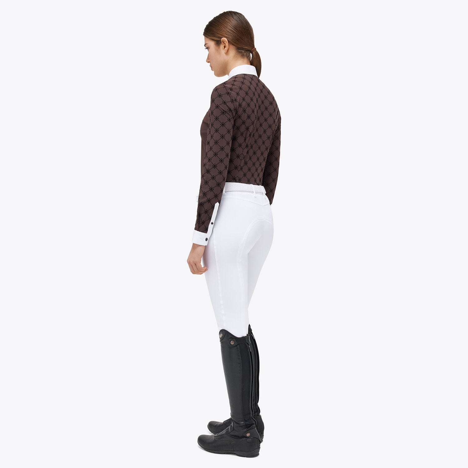 CAVALLERIA TOSCANA WOMEN'S MINI ORBIT FLOCK PRINTED JERSEY L/S SHIRT