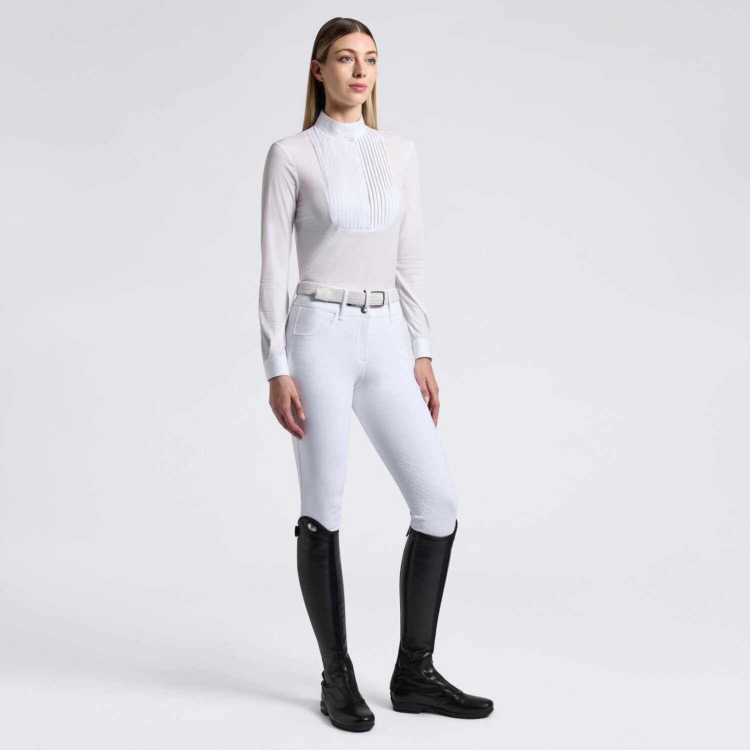 CAVALLERIA TOSCANA WOMEN'S COMPETITION SHIRT IN TECHNICAL JERSEY WITH BUTTONS