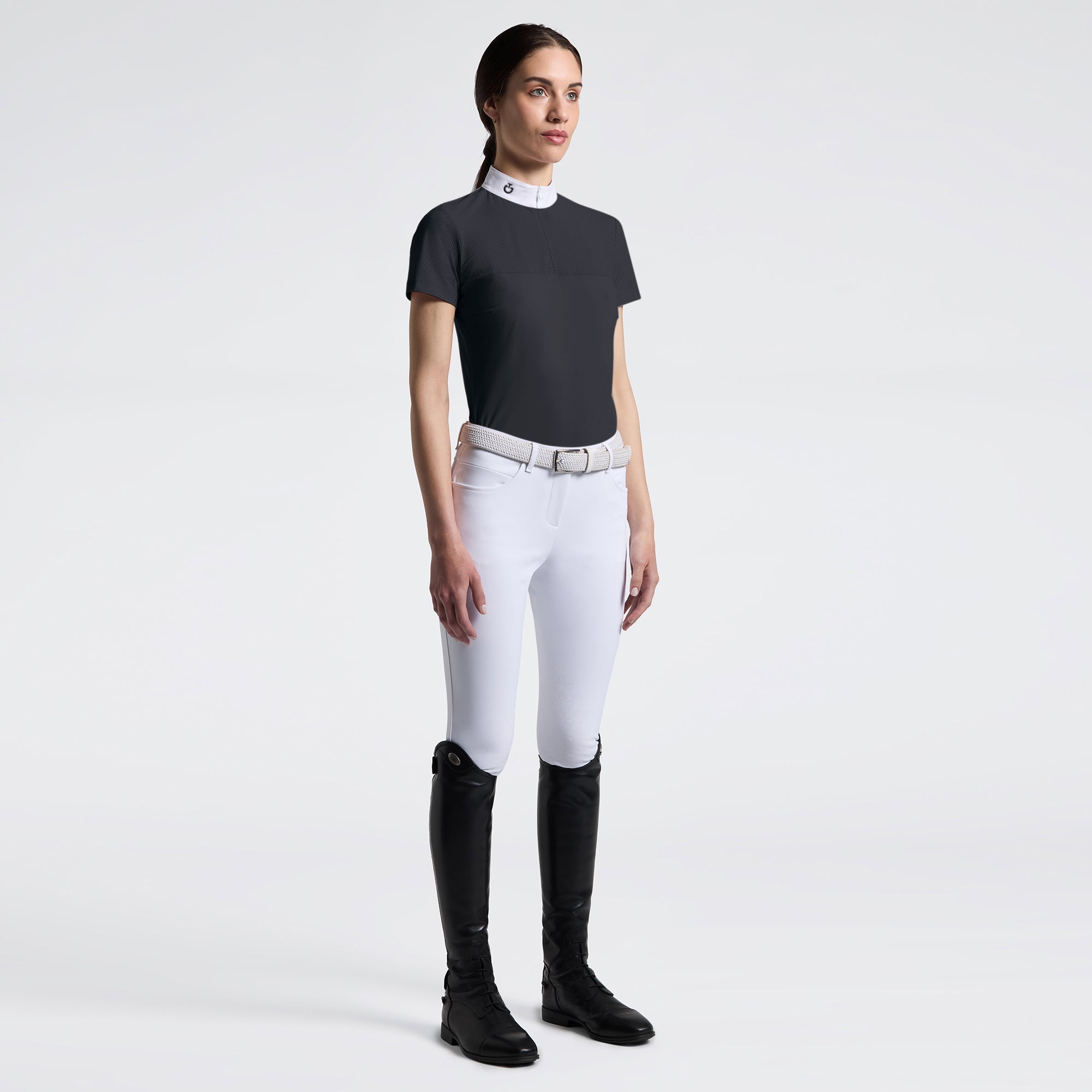 Cavalleria Toscana Women's PERFORATED JERSEY INSERTS S/S COMPETITION SHIRT
