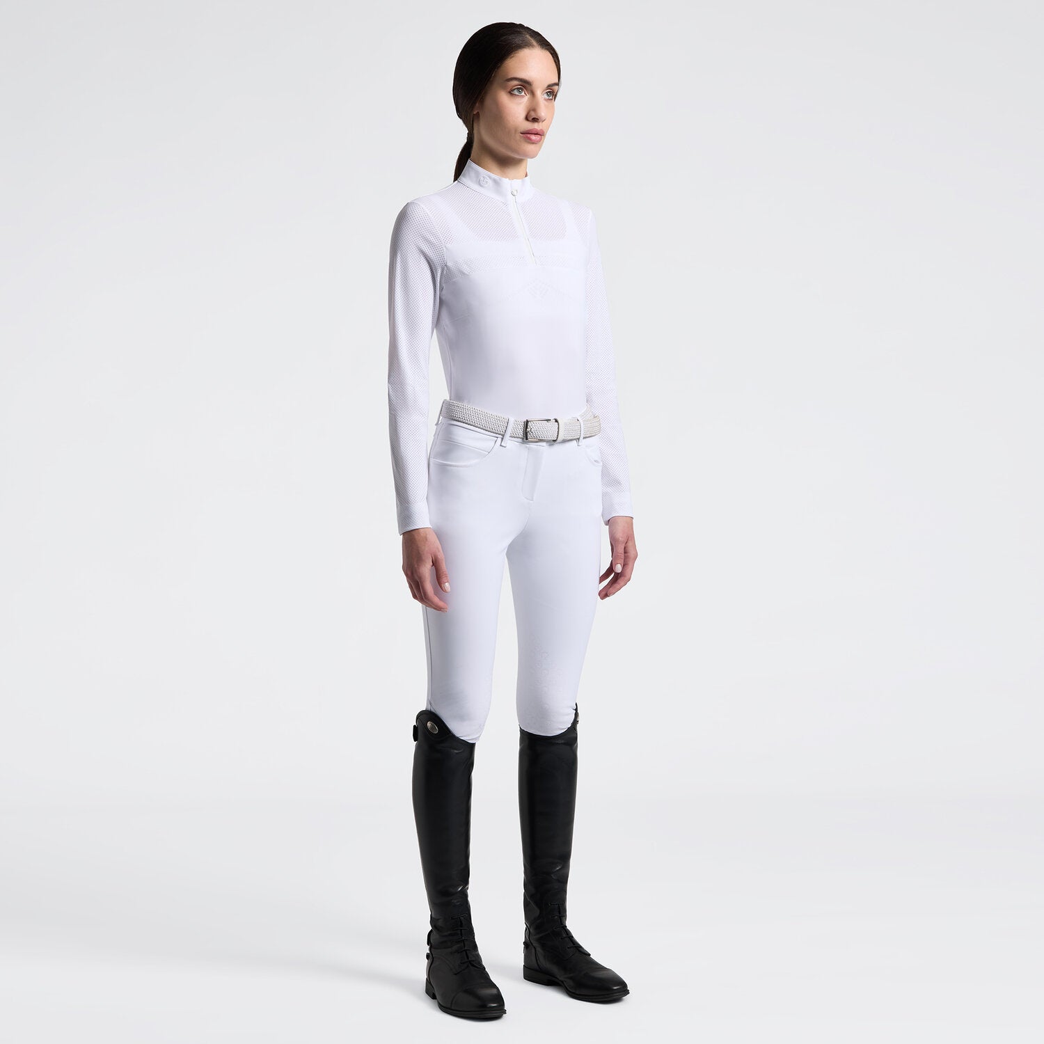 CAVALLERIA TOSCANA WOMEN'S COMPETITION SHIRT WITH HALF-ZIP AND PERFORATED SLEEVES