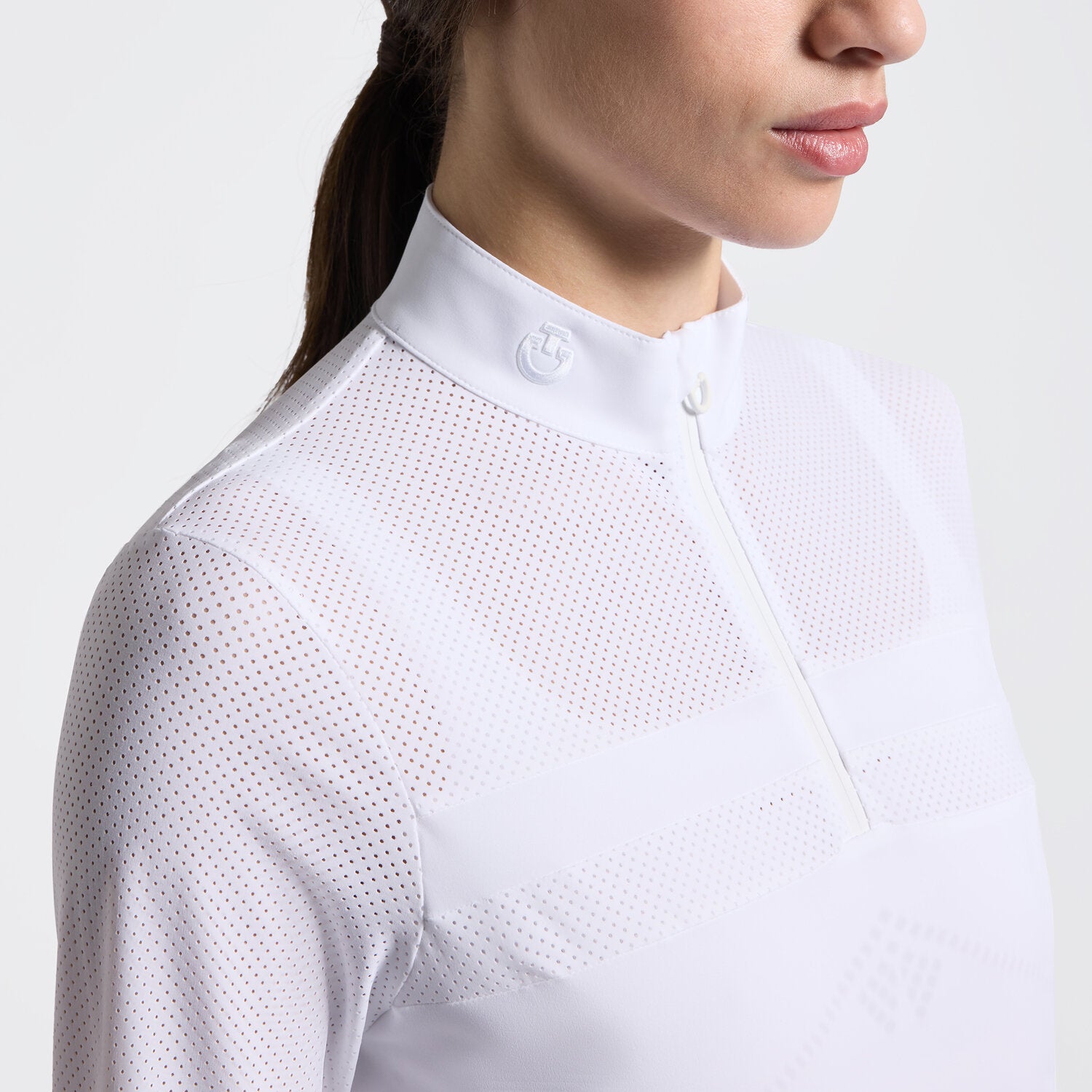 CAVALLERIA TOSCANA WOMEN'S COMPETITION SHIRT WITH HALF-ZIP AND PERFORATED SLEEVES