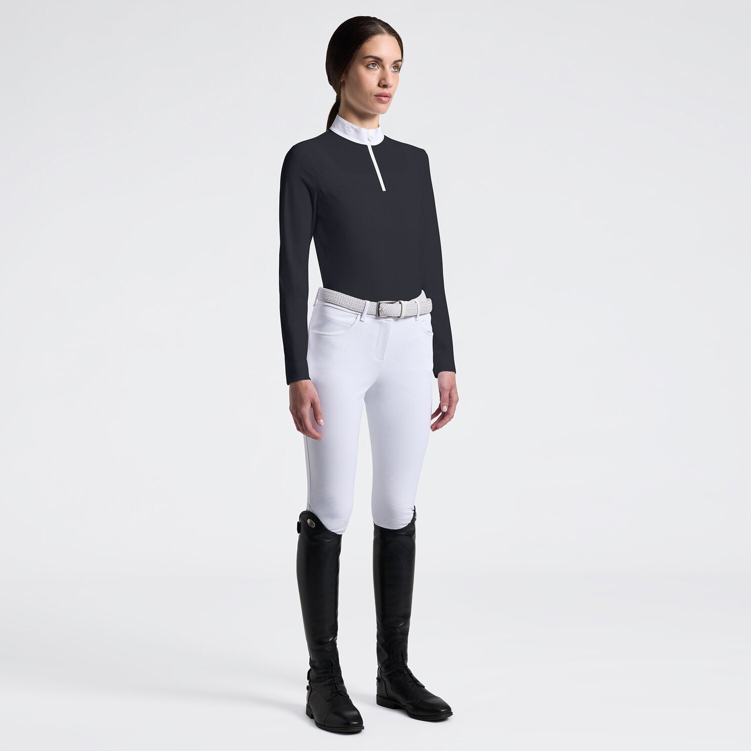 CAVALLERIA TOSCANA WOMEN'S COMPETITION SHIRT WITH HALF-ZIP AND PERFORATED SLEEVES