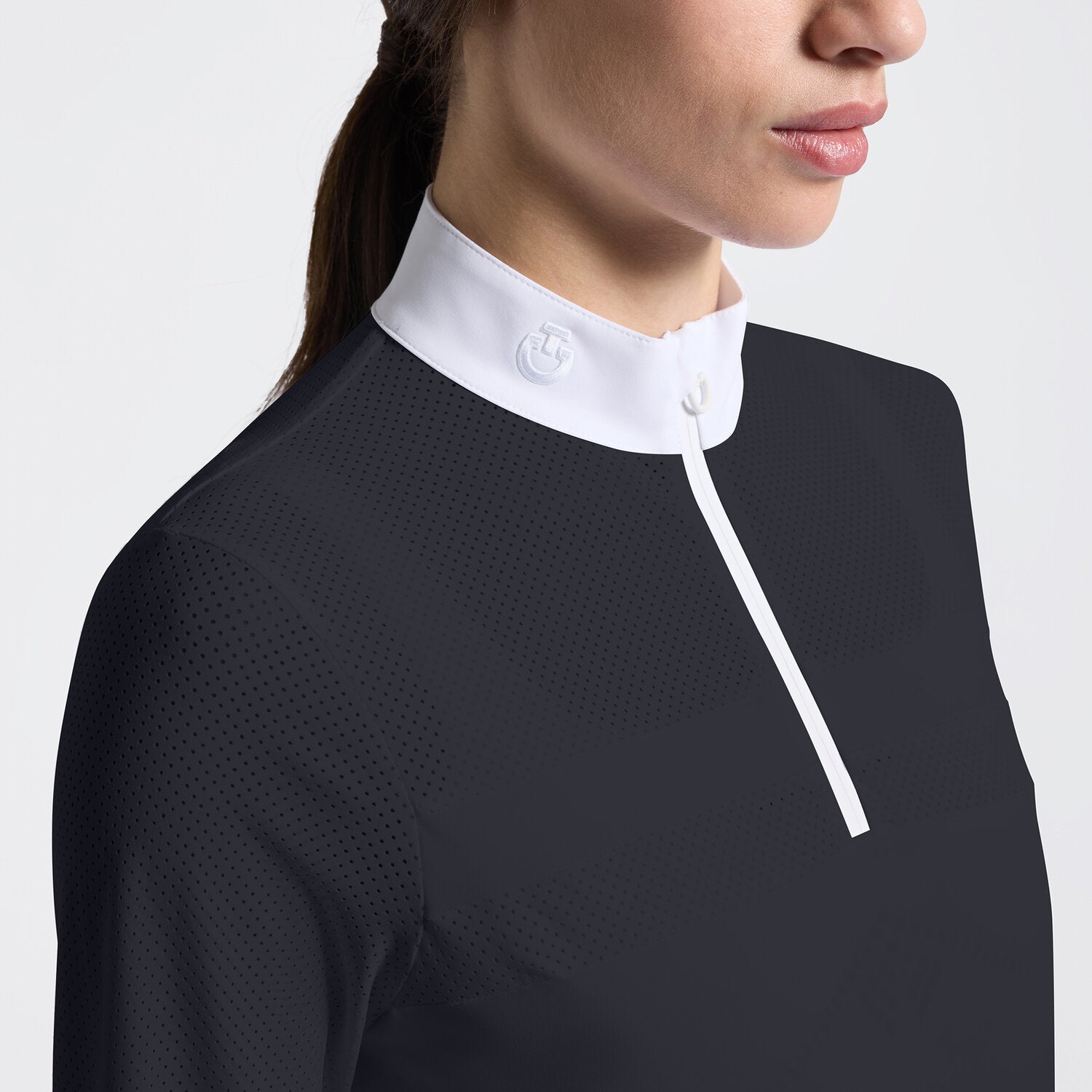 CAVALLERIA TOSCANA WOMEN'S COMPETITION SHIRT WITH HALF-ZIP AND PERFORATED SLEEVES