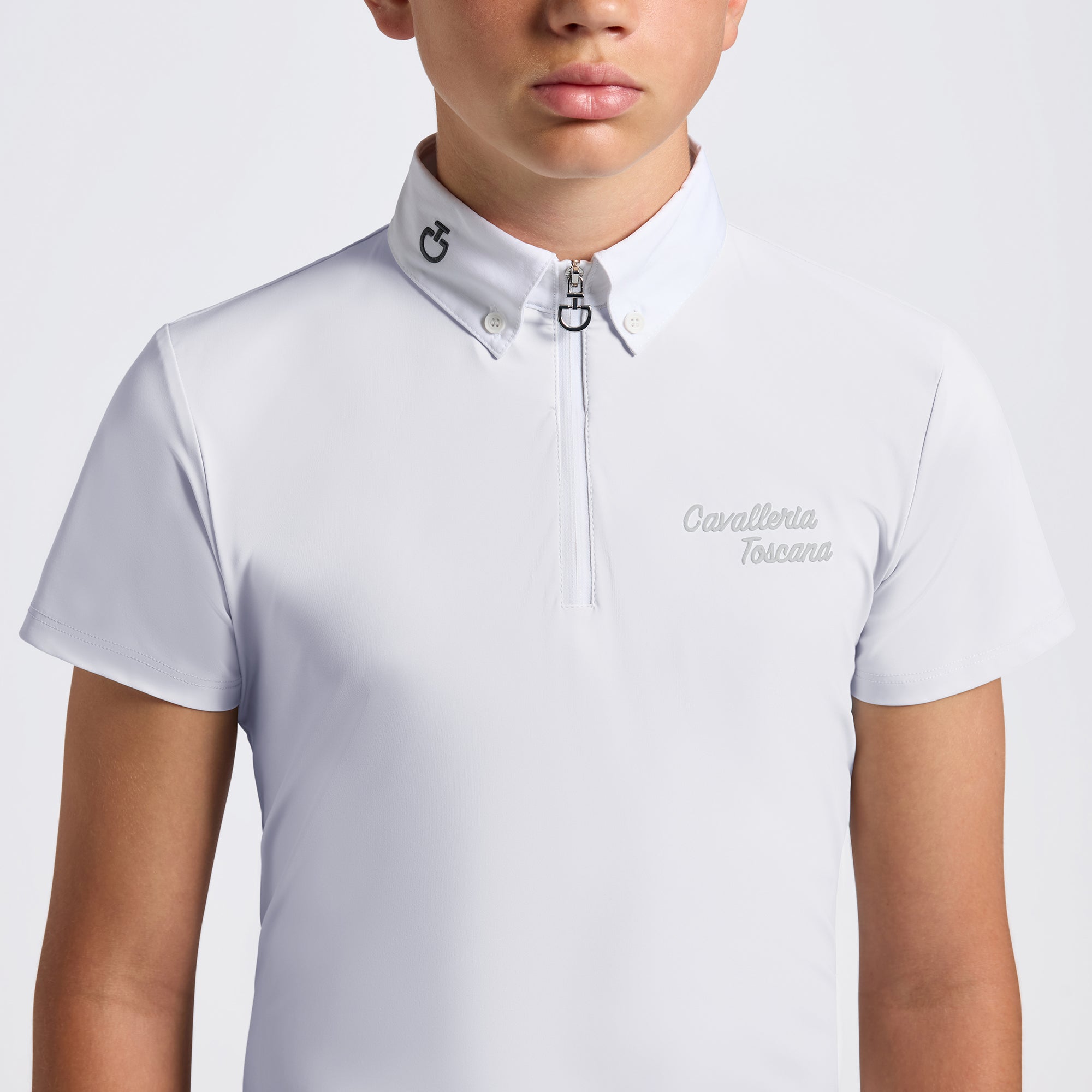 CAVALLERIA TOSCANA BOYS' JERSEY S/S ZIP COMPETITION SHIRT