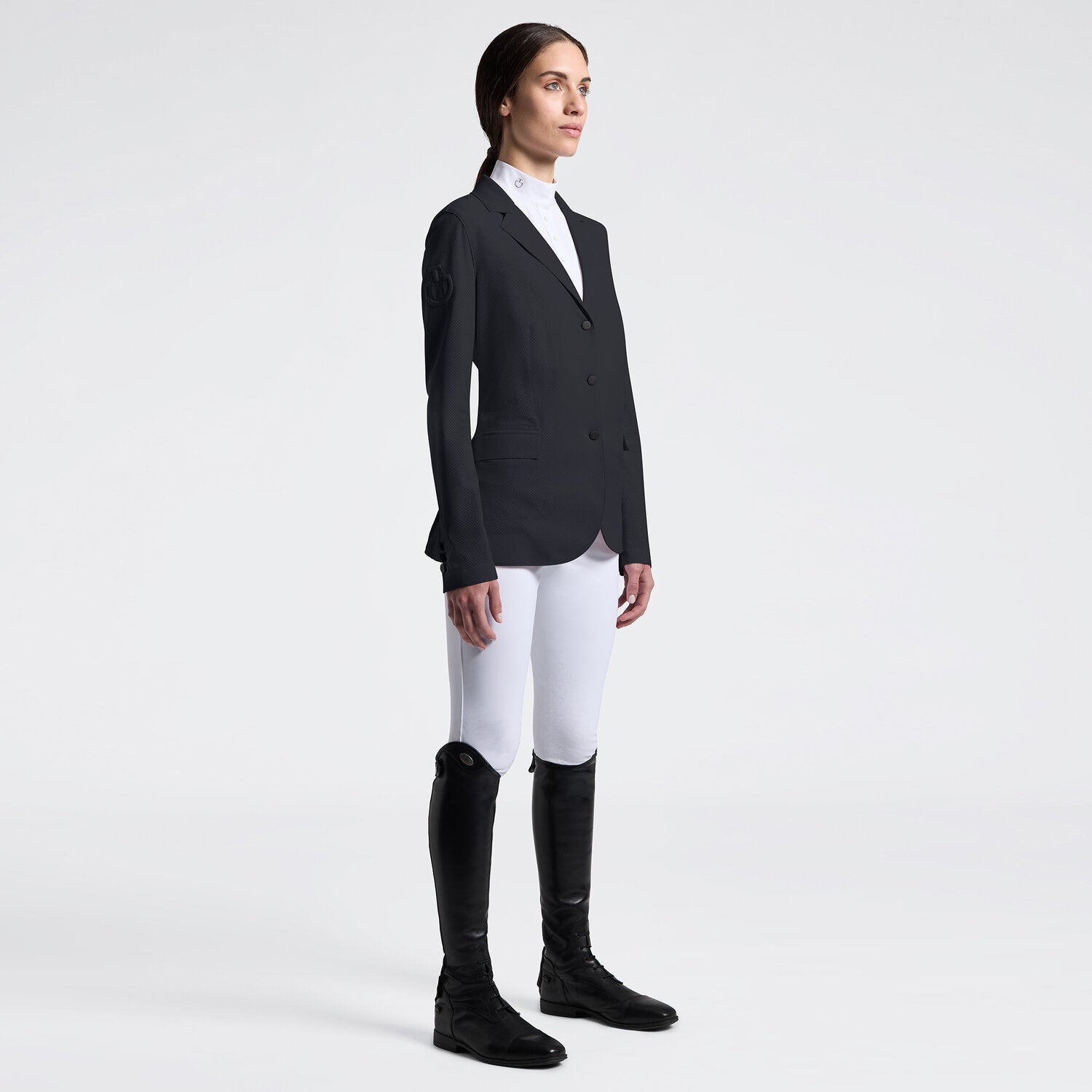 CAVALLERIA TOSCANA WOMEN'S PERFORATED RAW CUT COMPETITION JACKET WITH BUTTONS