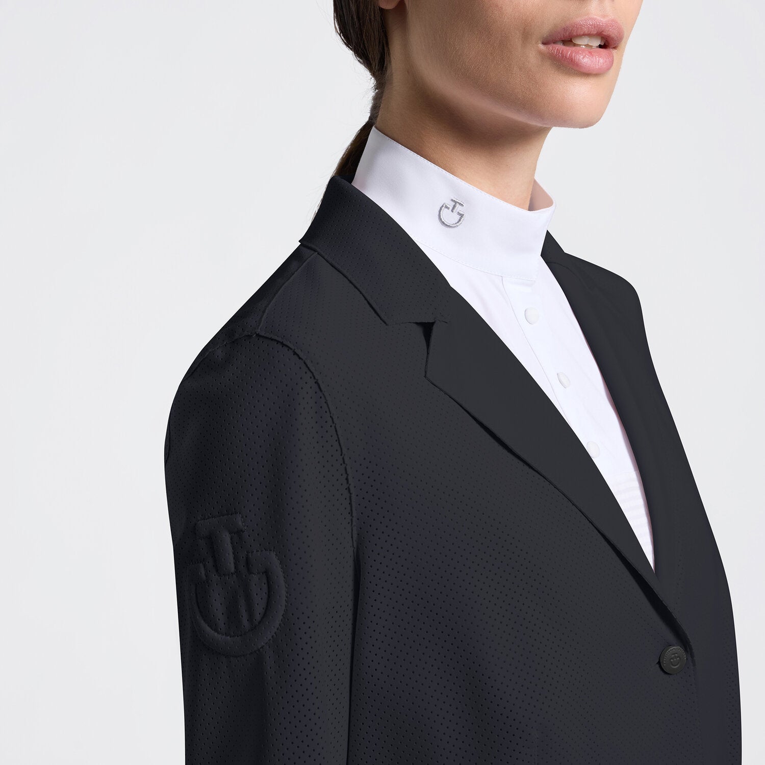 CAVALLERIA TOSCANA WOMEN'S PERFORATED RAW CUT COMPETITION JACKET WITH BUTTONS