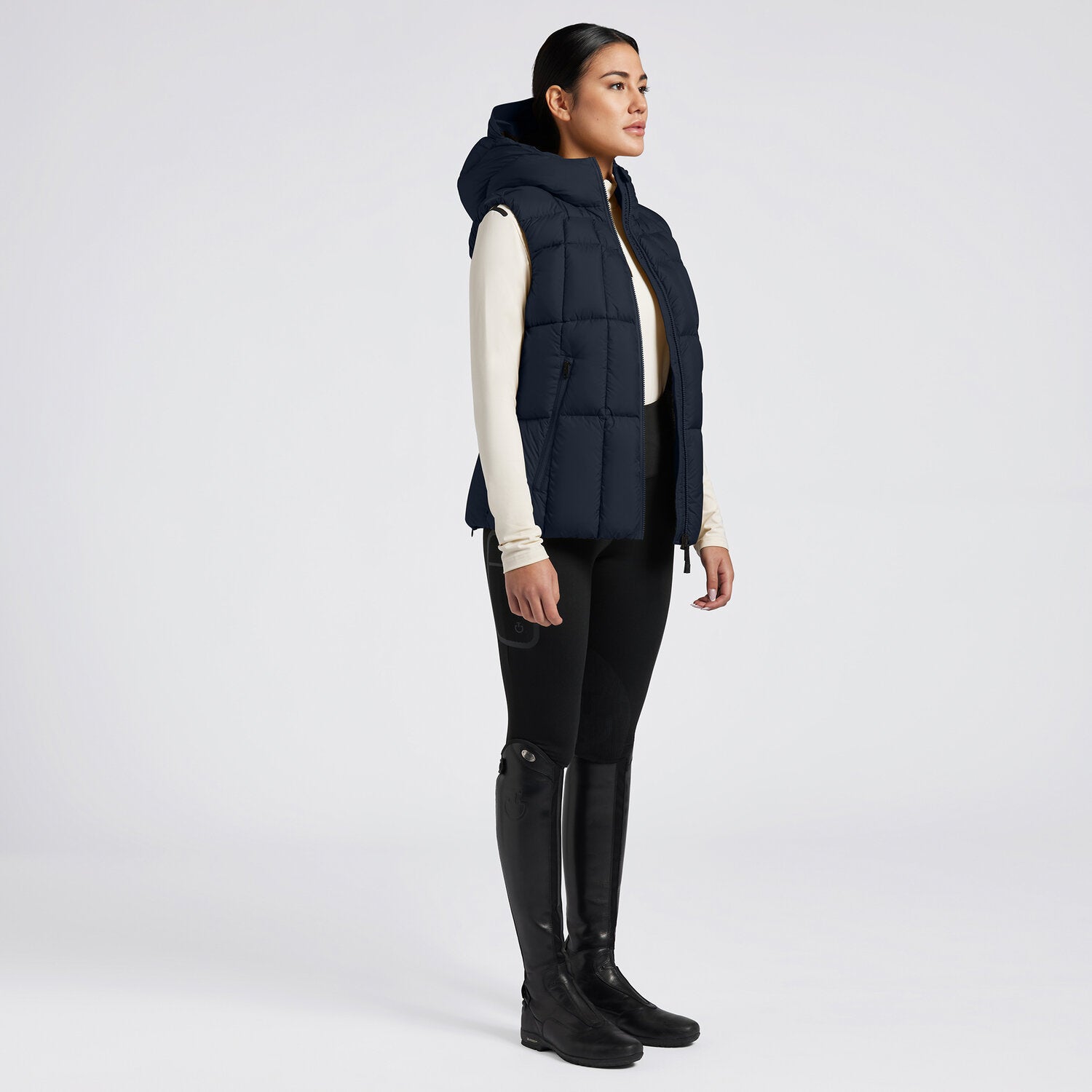 CAVALLERIA TOSCANA WOMEN'S HOODED DOWN PADDED NYLON VEST