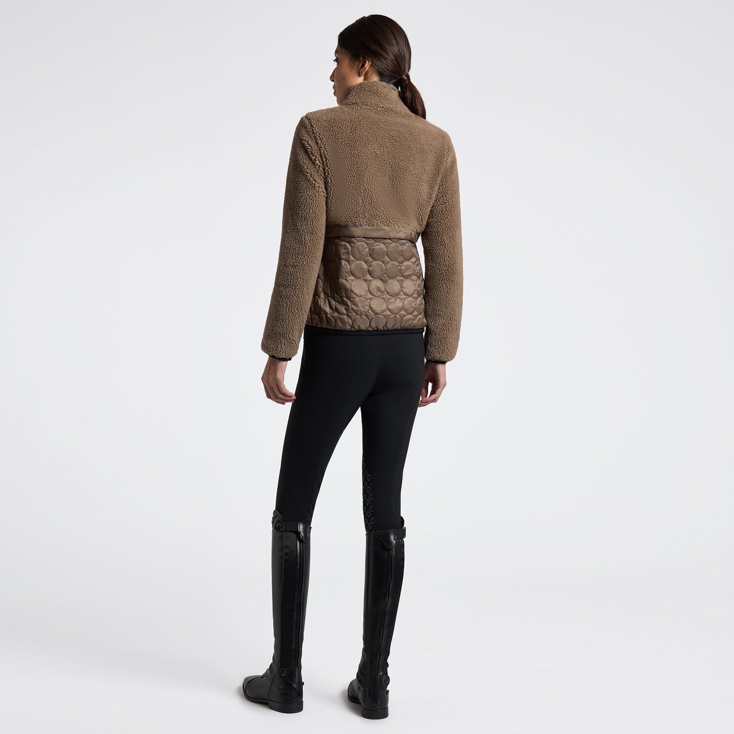 CAVALLERIA TOSCANA WOMEN'S TEDDY BEAR FLEECE AND NYLON ZIP UP JACKET