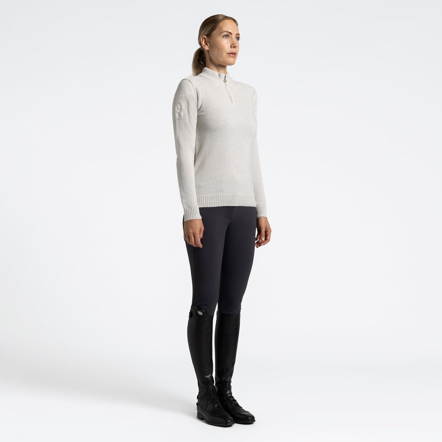 CAVALLERIA TOSCANA WOMEN'S PURE WOOL HALF ZIP TURTLENECK SWEATER