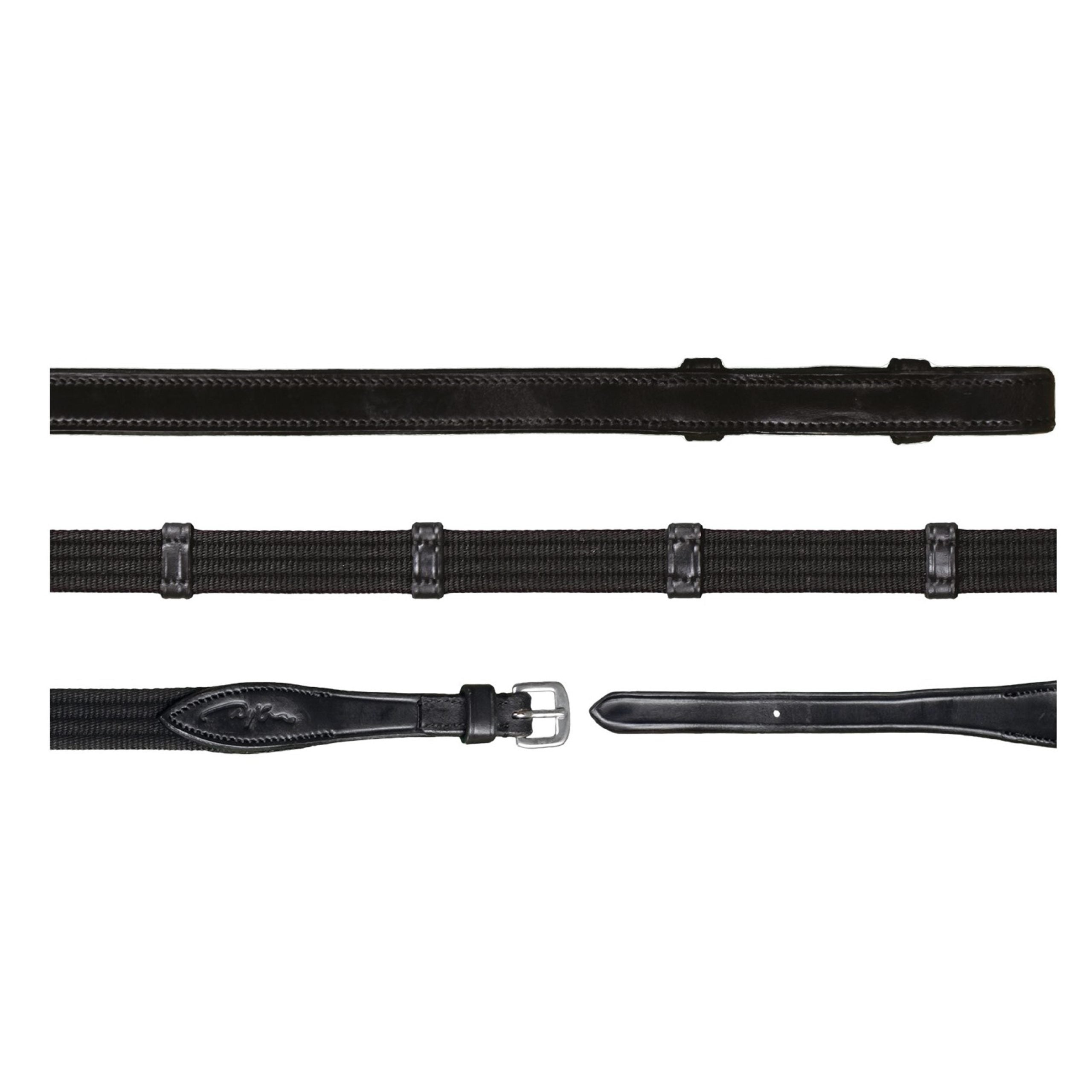 Dressage Curb Reins 4/8" Flat Black Cob