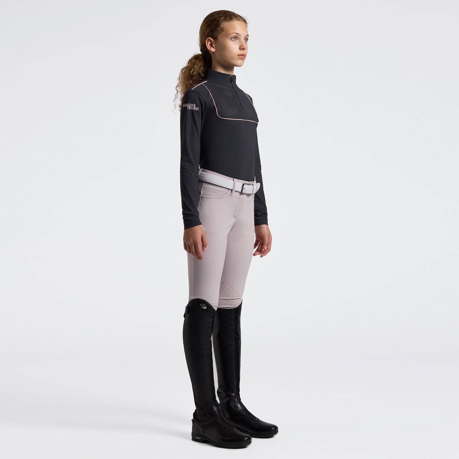 CAVALLERIA TOSCANA GIRL'S L/S JERSEY W/ PIPING TRAINING POLO