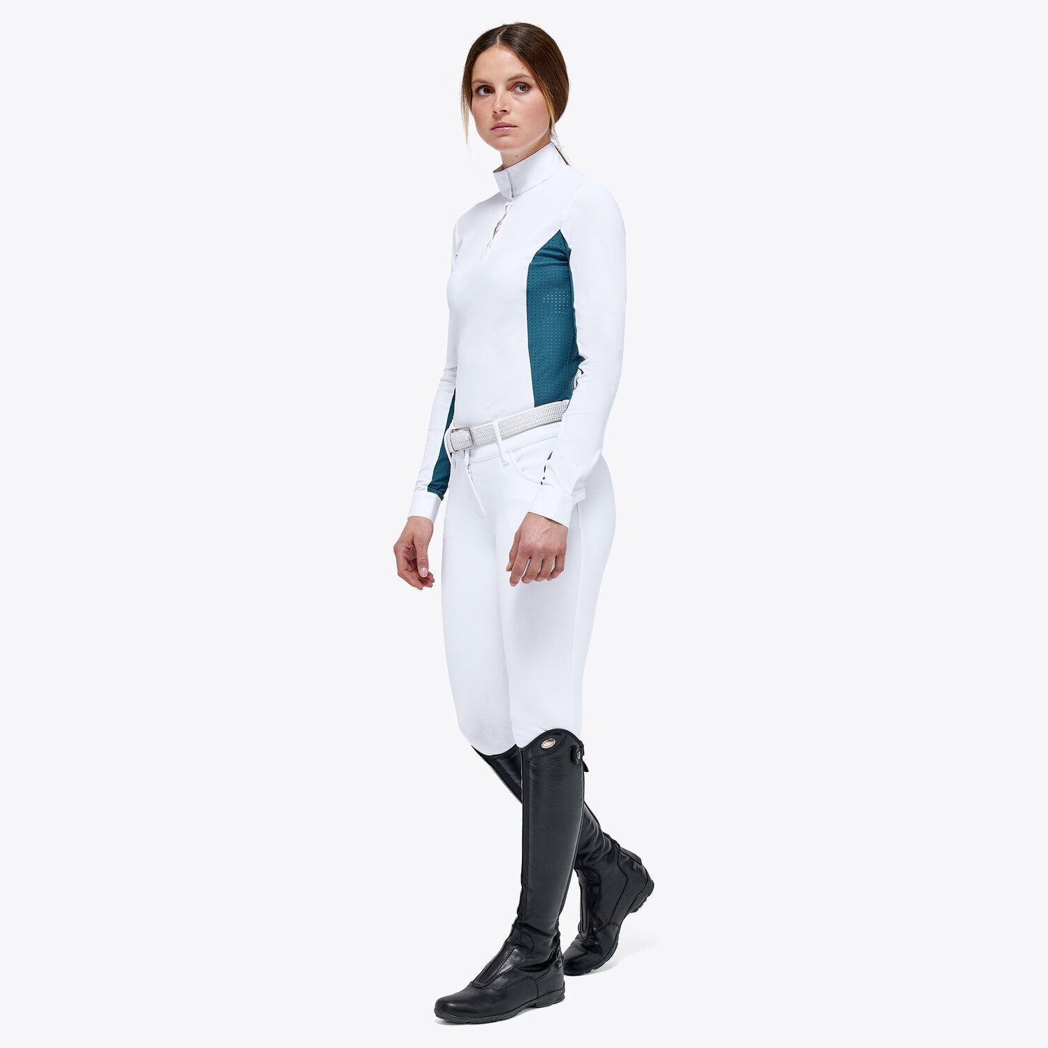 CAVALLERIA TOSCANA WOMEN`S JERSEY L/S COMPETITION SHIRT WITH PERFORATED INSERTS