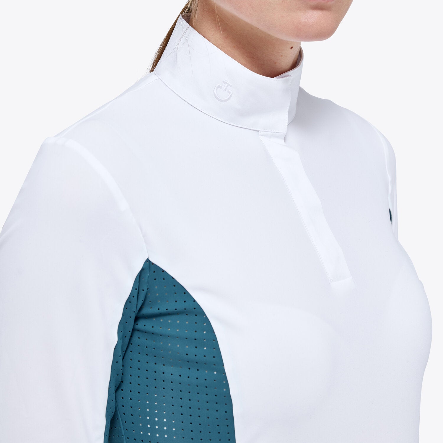 CAVALLERIA TOSCANA WOMEN`S JERSEY L/S COMPETITION SHIRT WITH PERFORATED INSERTS