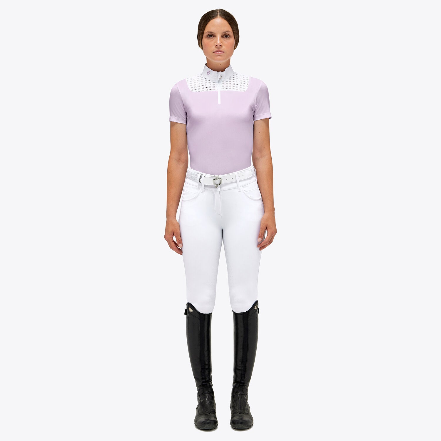 CAVALLERIA TOSCANA WOMEN'S PIQUE S/S ZIP COMPETITION POLO