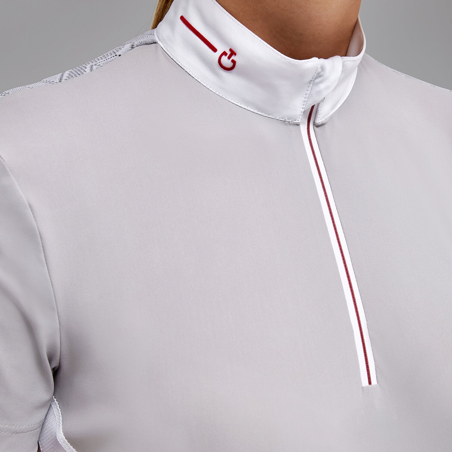CAVALLERIA TOSCANA WOMEN'S REVO S/S JERSEY COMPETITION ZIP POLO W/ TECH KNIT BACK