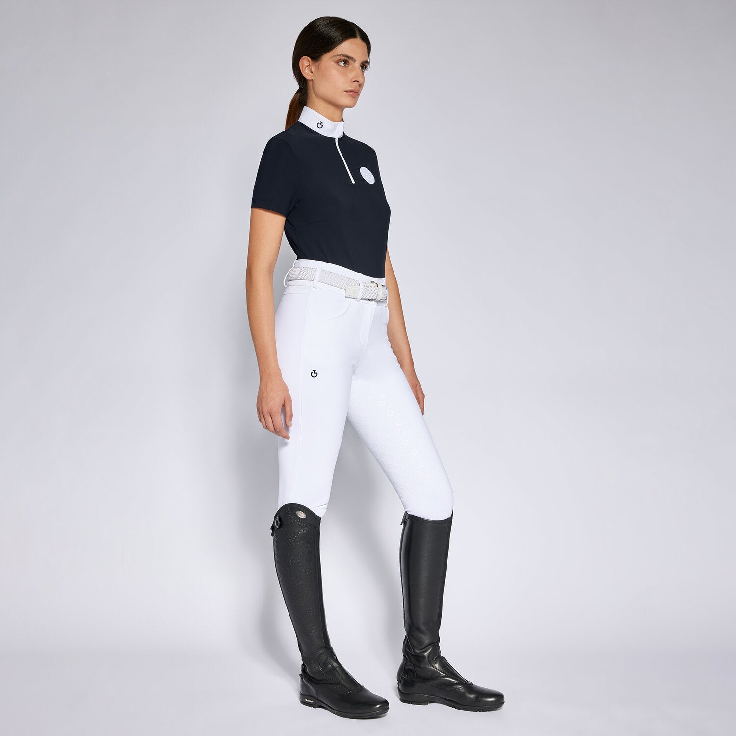 CAVALLERIA TOSCANA WOMEN'S JERSEY S/S ZIP COMPETITION POLO