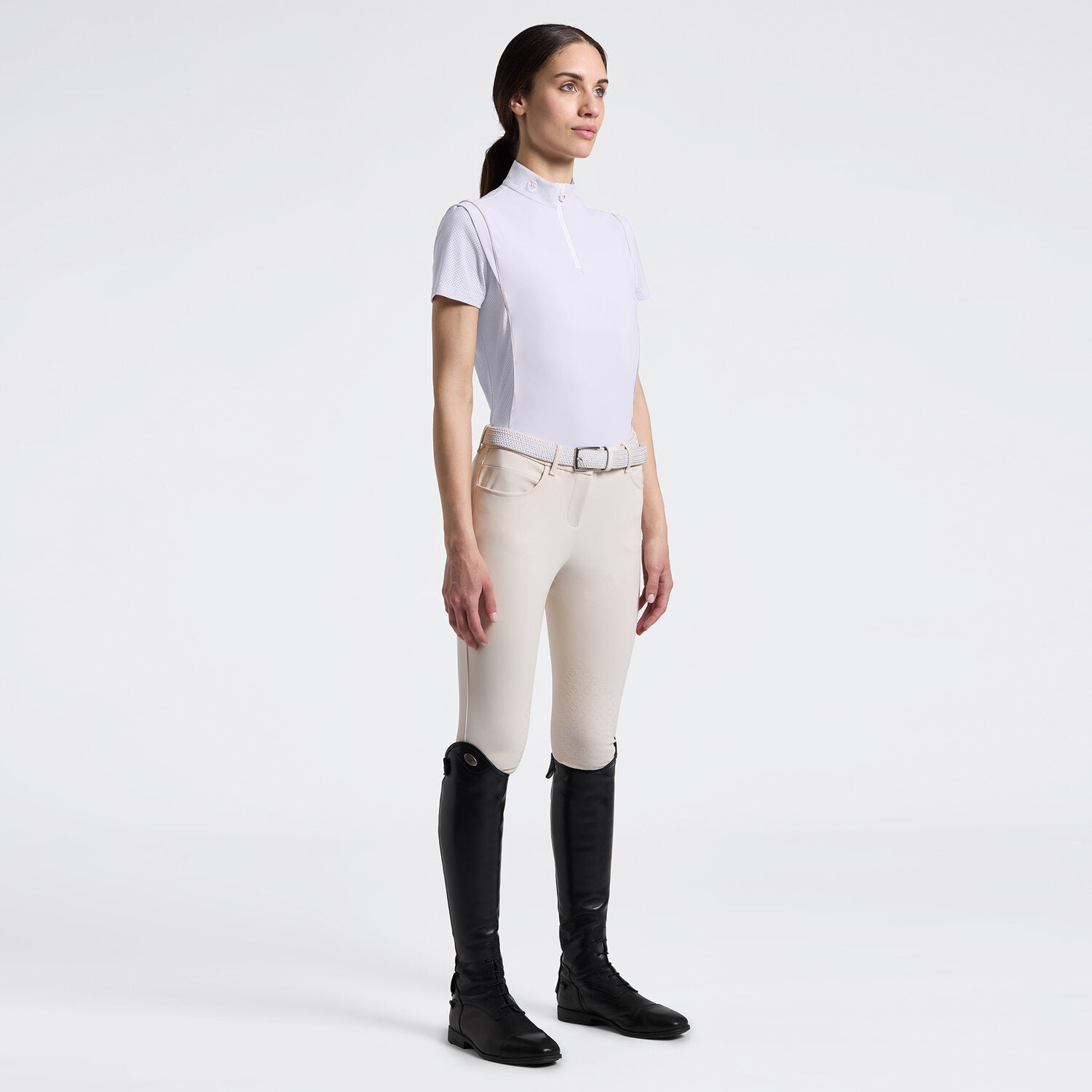 CAVALLERIA TOSCANA WOMEN'S JERSEY W/ PIPING S/S TRAINING POLO