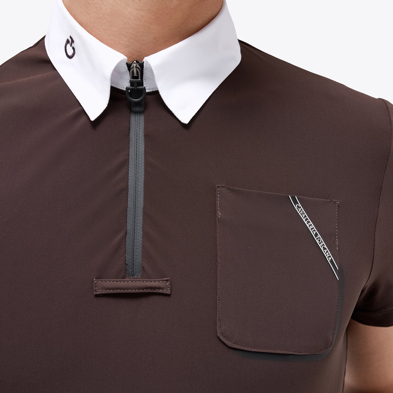 CAVALLERIA TOSCANA JERSEY S/S COMPETITION ZIP POLO WITH POCKET
