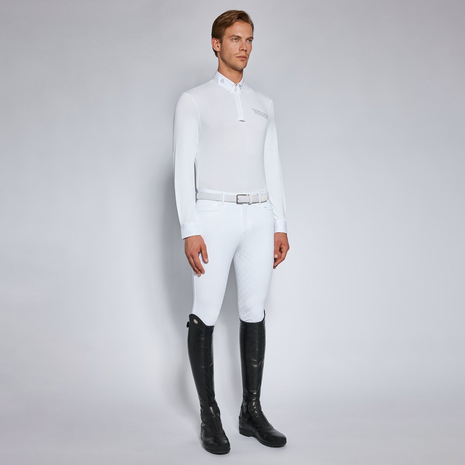 CAVALLERIA TOSCANA MENS TECH PIQUET L/S COMPETITION ZIP POLO