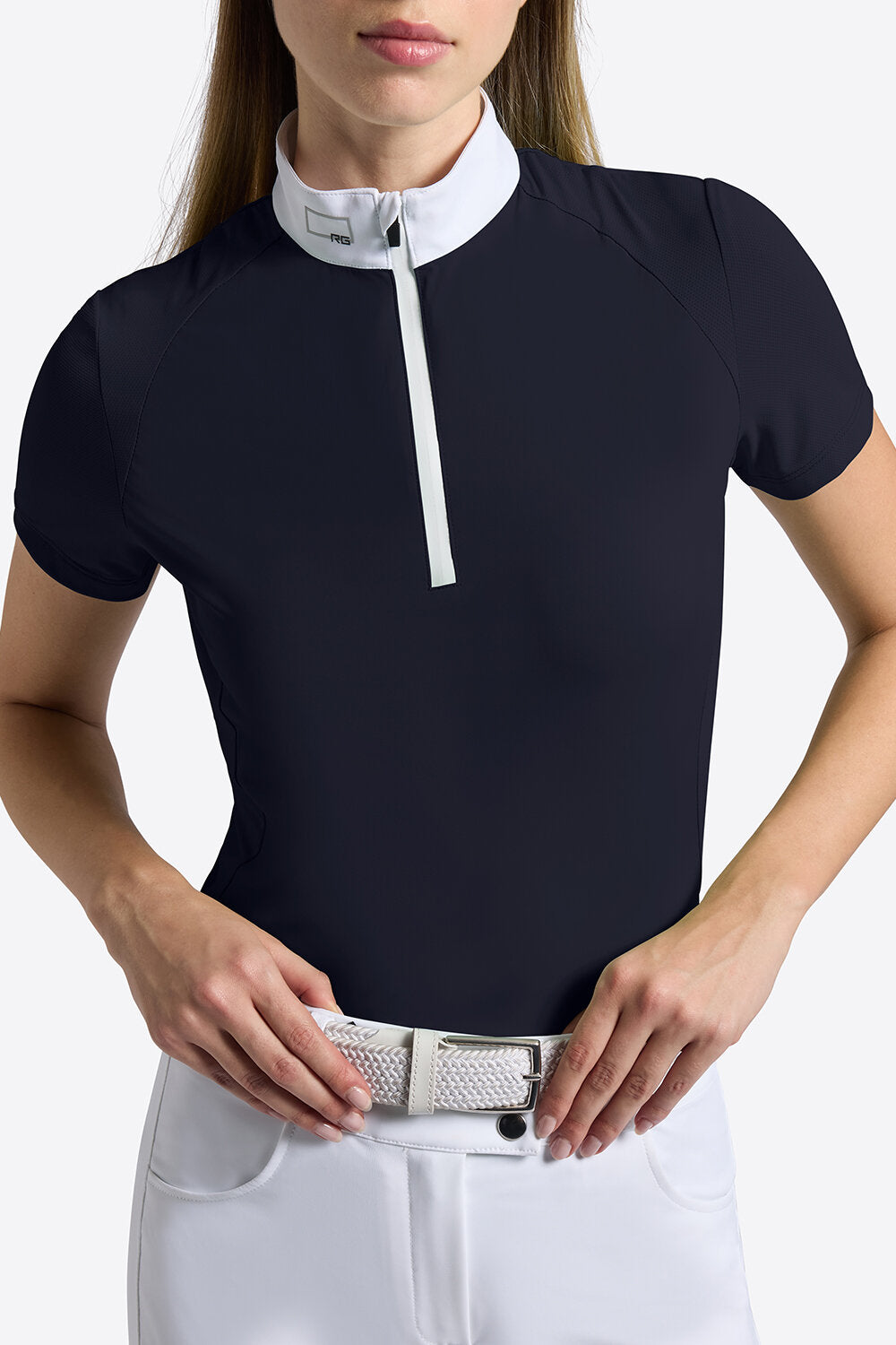 RG WOMEN'S S/S MICRO-PERFORATED JERSEY INSERTS COMPETITION ZIP SHIRT