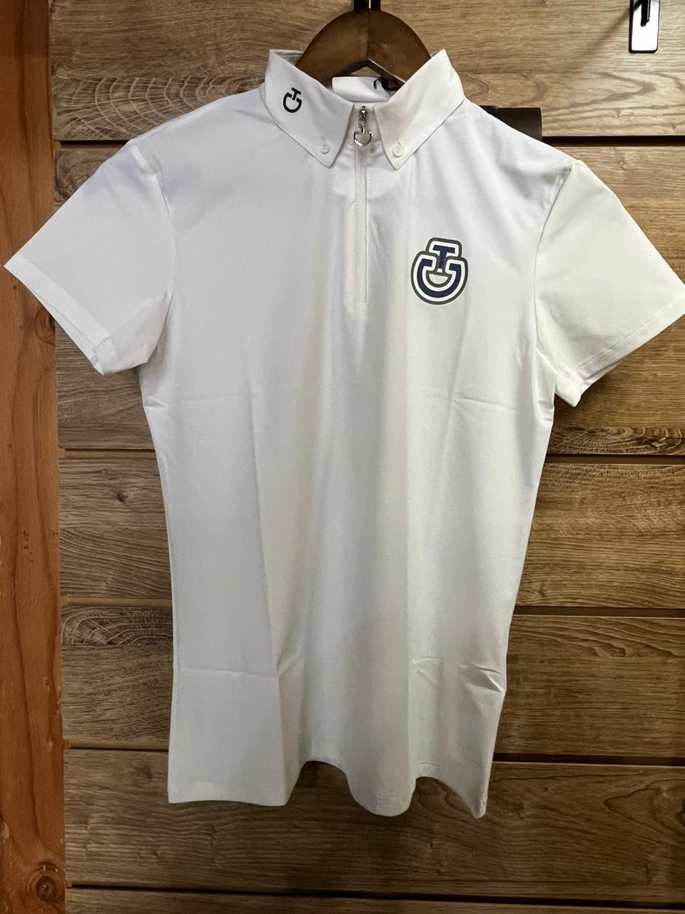 CAVALLERIA TOSCANA BOY'S Bubble S/S Jersey Zip Competition Polo - White