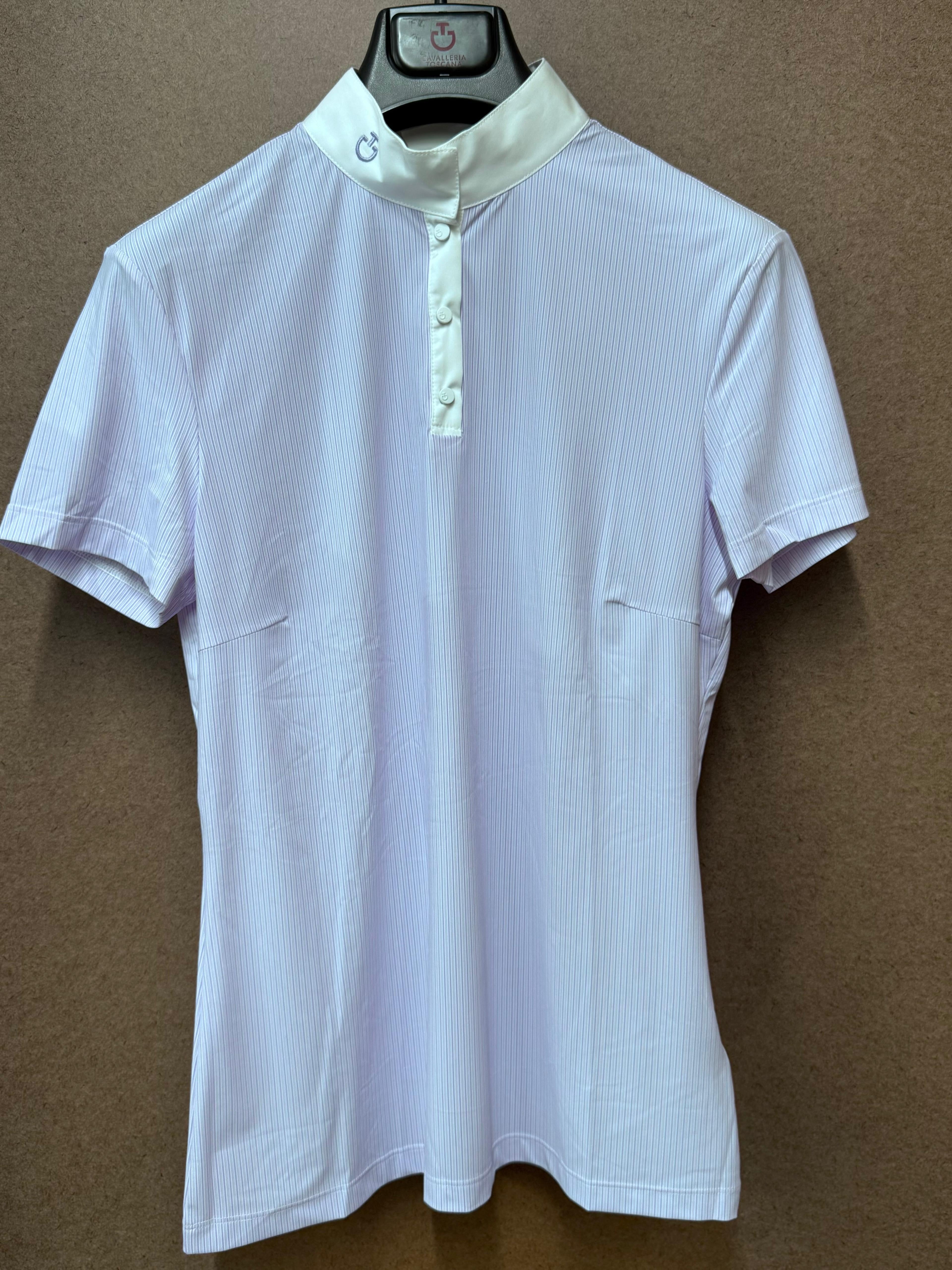 CAVALLERIA TOSCANA WOMEN'S JERSEY PRINTED S/S BUTTON UP COMPETITION POLO