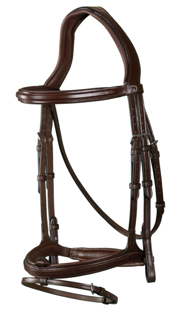 Flash Noseband Bridle - New English Collection Brown