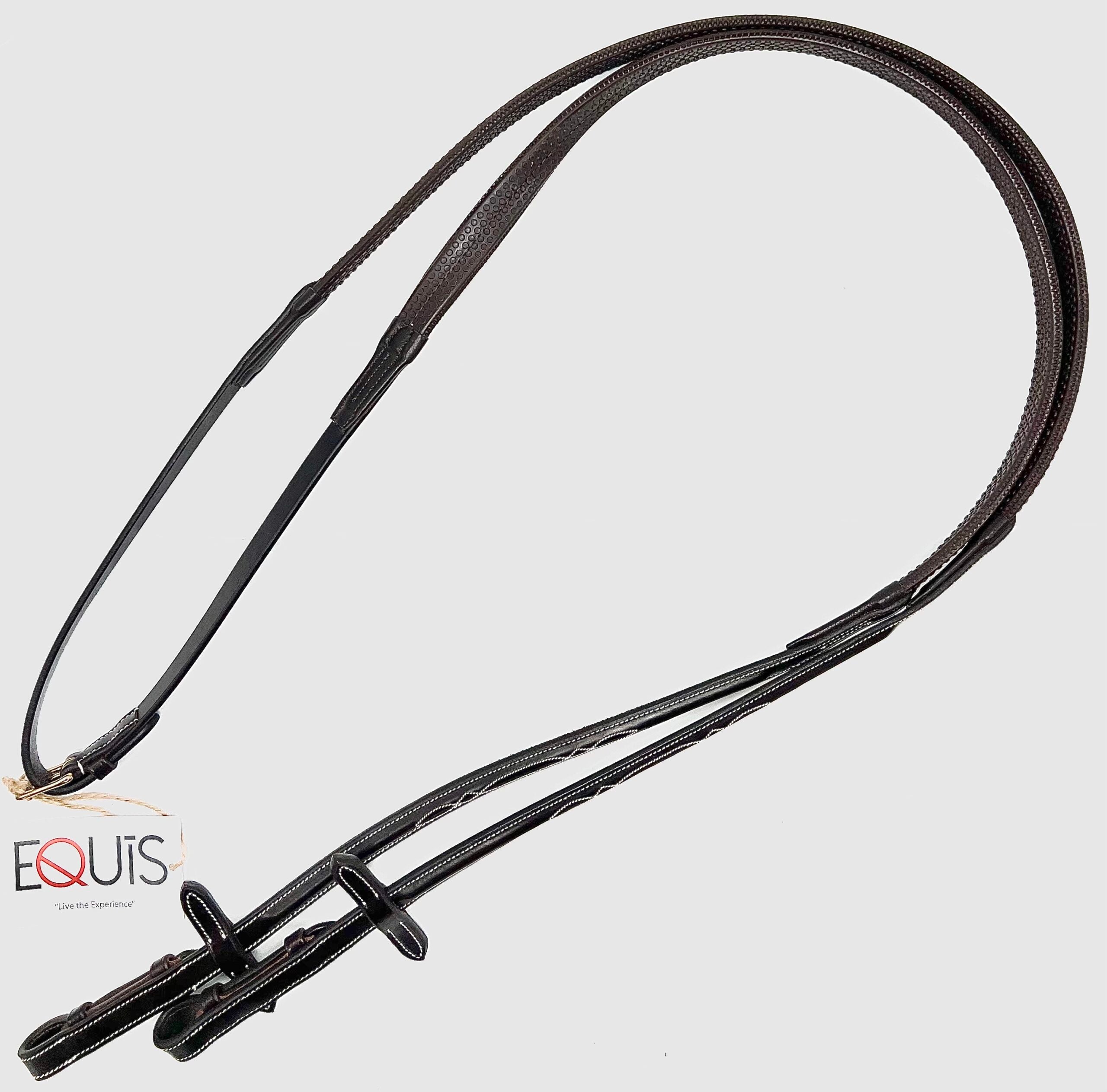 AVILA EQUESTRIAN IMOLA RUBBER REINS FANCY STITCHING (BRASS) image 1