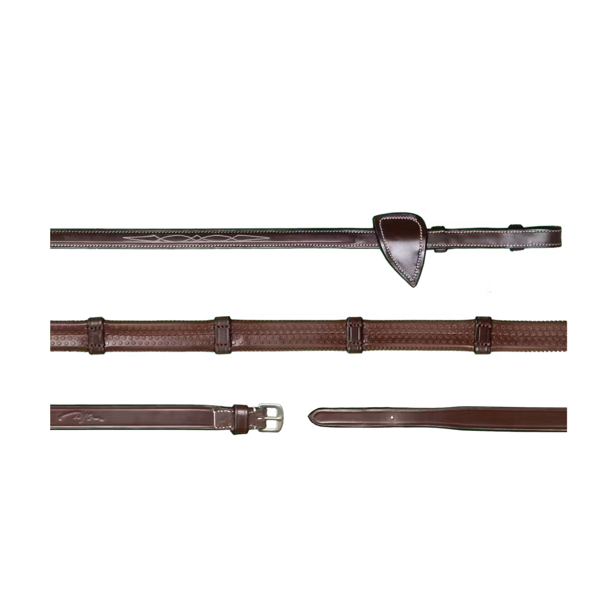 Dyon 1/2" Rubber Reins With 7 Leather Loops - US Collection