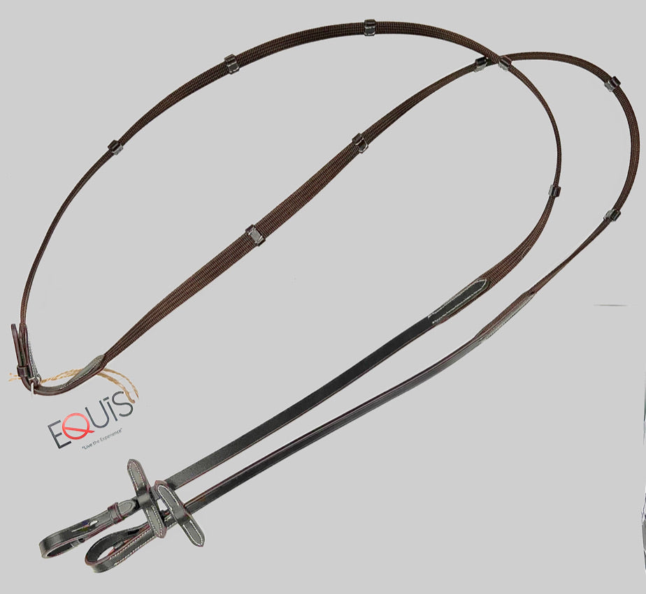 AVILA EQUESTRIAN VARESE WEB STITCHING FLAT REINS - BROWN