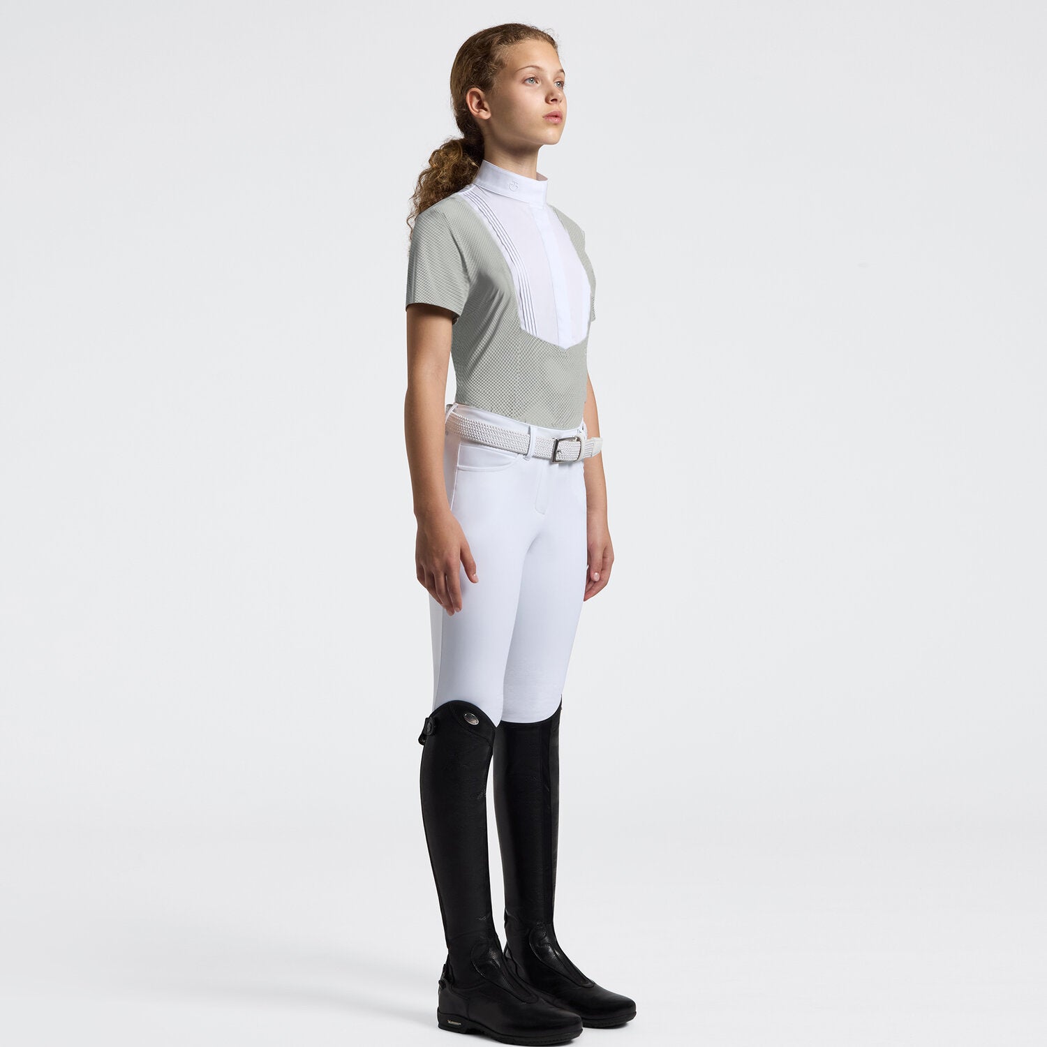 CAVALLERIA TOSCANA GIRLS PERFORATED S/S JERSEY COMPETITION SHIRT W/ BIB