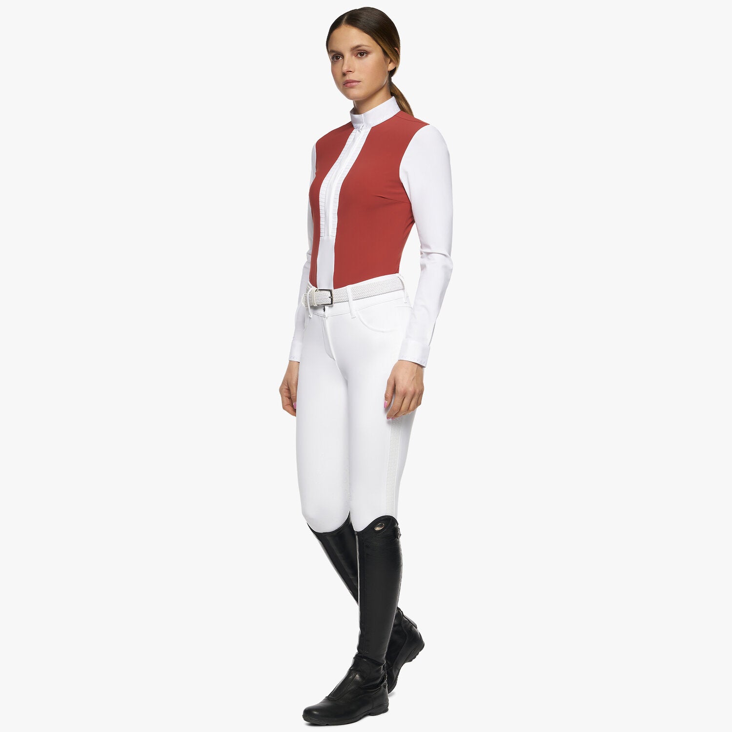 CAVALLERIA TOSCANA WOMEN'S PLEATED JERSEY L/S SHIRT