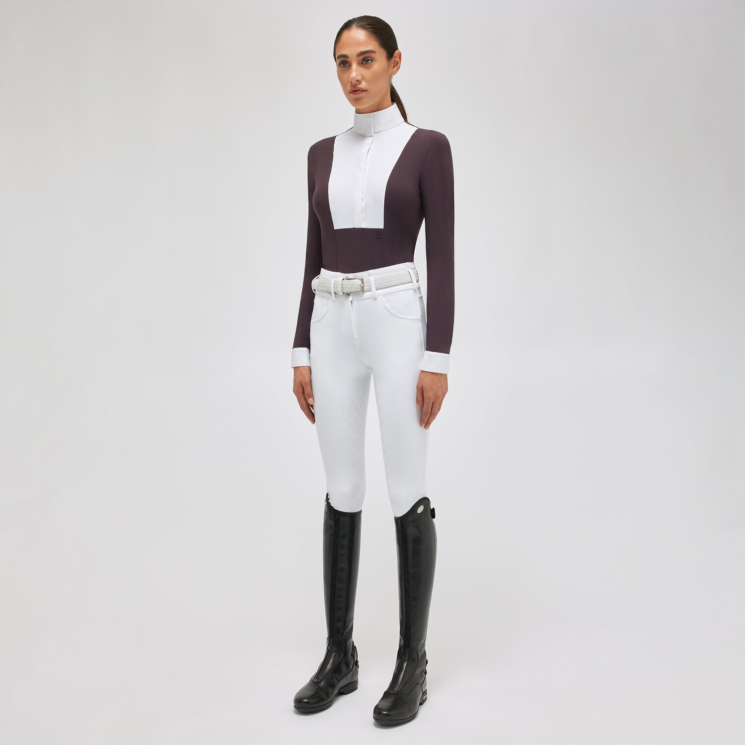 CAVALLERIA TOSCANA WOMEN'S JERSEY L/S COMPETITION SHIRT WITH POPLIN BIB