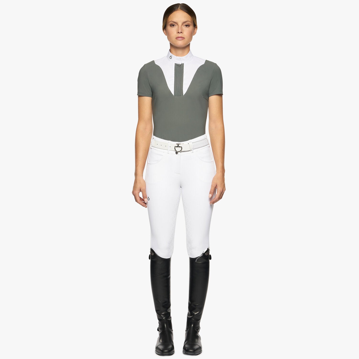 CAVALLERIA TOSCANA WOMEN'S JERSEY W/ POPLIN BIB S/S COMPETITION SHIRT
