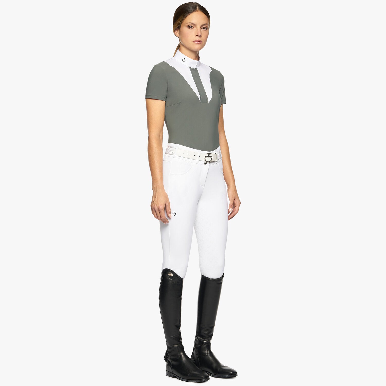 CAVALLERIA TOSCANA WOMEN'S JERSEY W/ POPLIN BIB S/S COMPETITION SHIRT