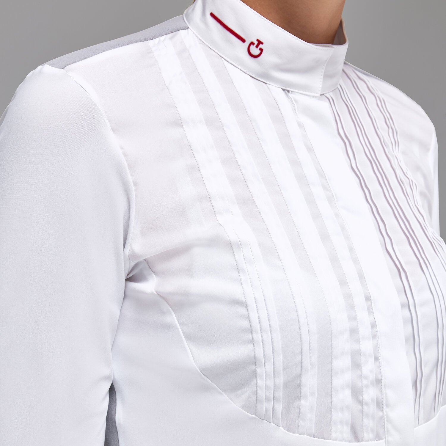 CAVALLERIA TOSCANA WOMEN`S REVO PLEATED POPLIN BIB L/S