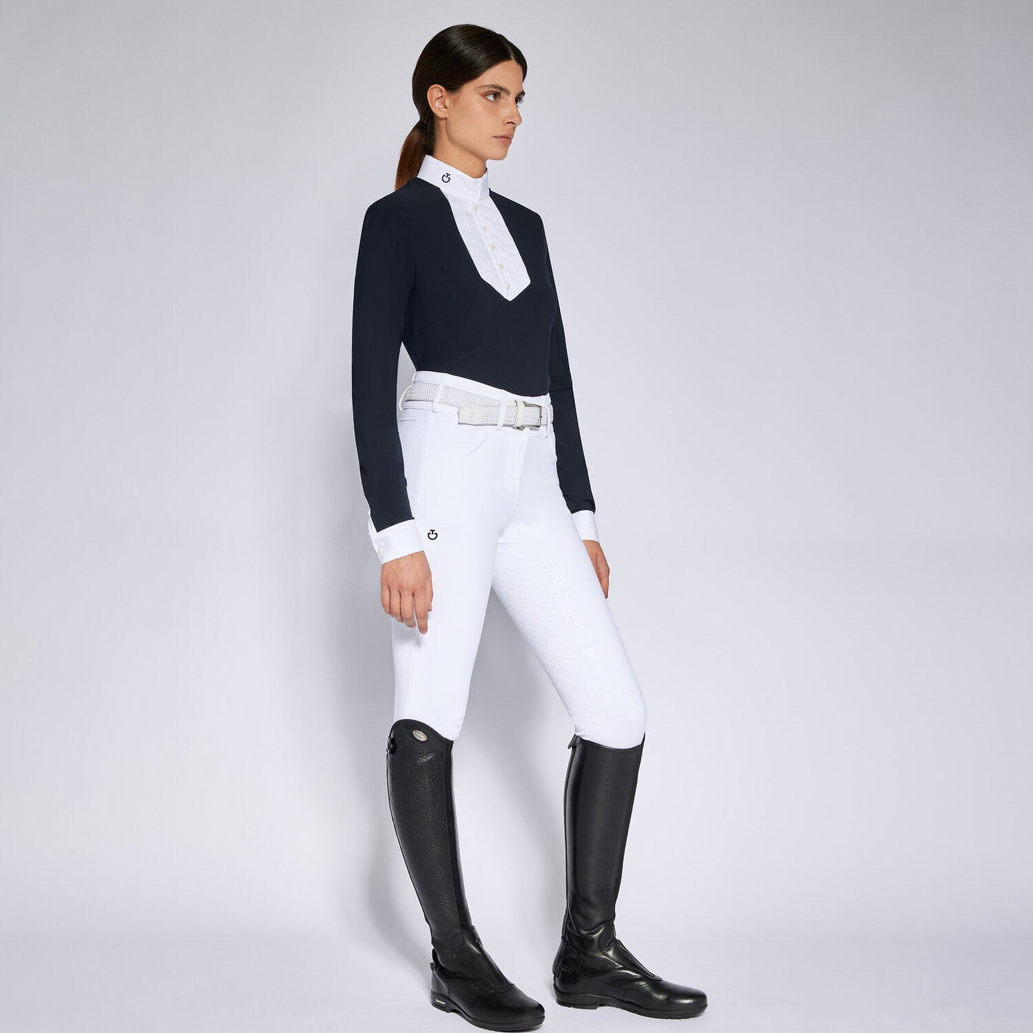 CAVALLERIA TOSCANA WOMEN'S JERSEY L/S COMPETITION SHIRT W/ POPLIN BIB