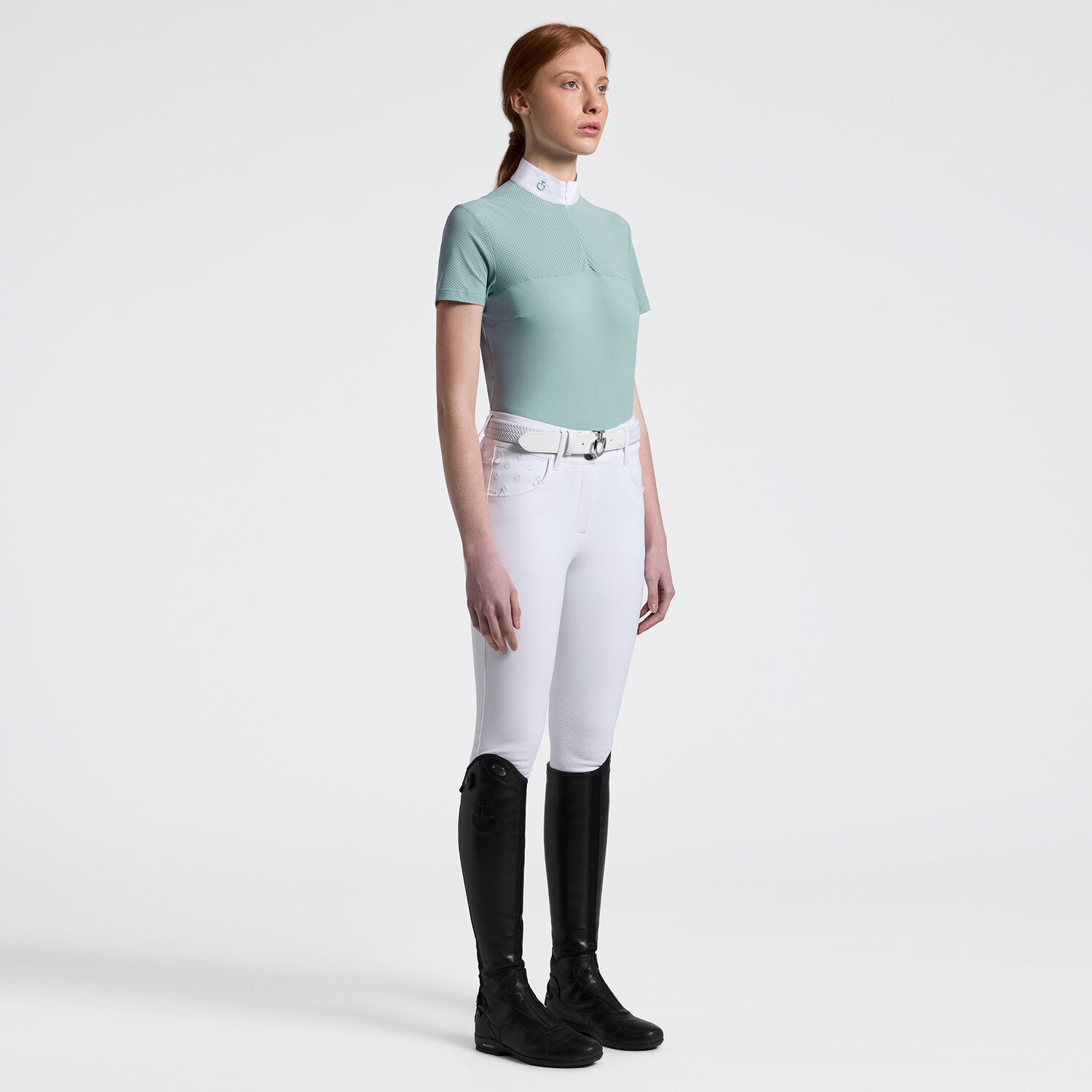 Cavalleria Toscana Women's PERFORATED JERSEY INSERTS S/S COMPETITION SHIRT