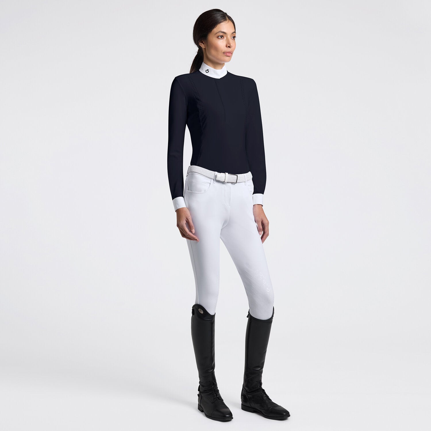 CAVALLERIA TOSCANA WOMEN'S L/S PERFORATED JERSEY COMPETITION SHIRT