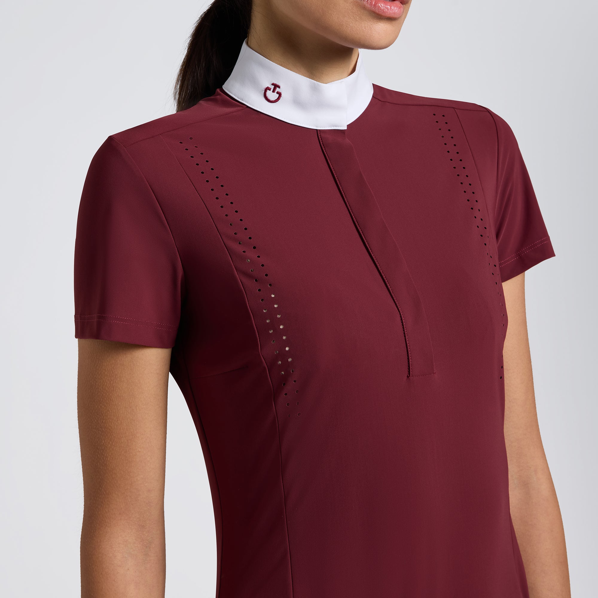 Cavalleria Toscana Women’s Short Sleeve Jersey Competition Shirt with Laser-Cut Inserts