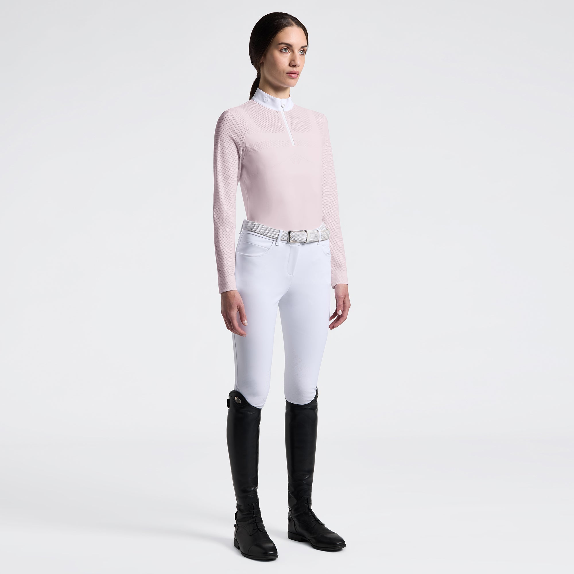 CAVALLERIA TOSCANA WOMEN'S COMPETITION SHIRT WITH HALF-ZIP AND PERFORATED SLEEVES