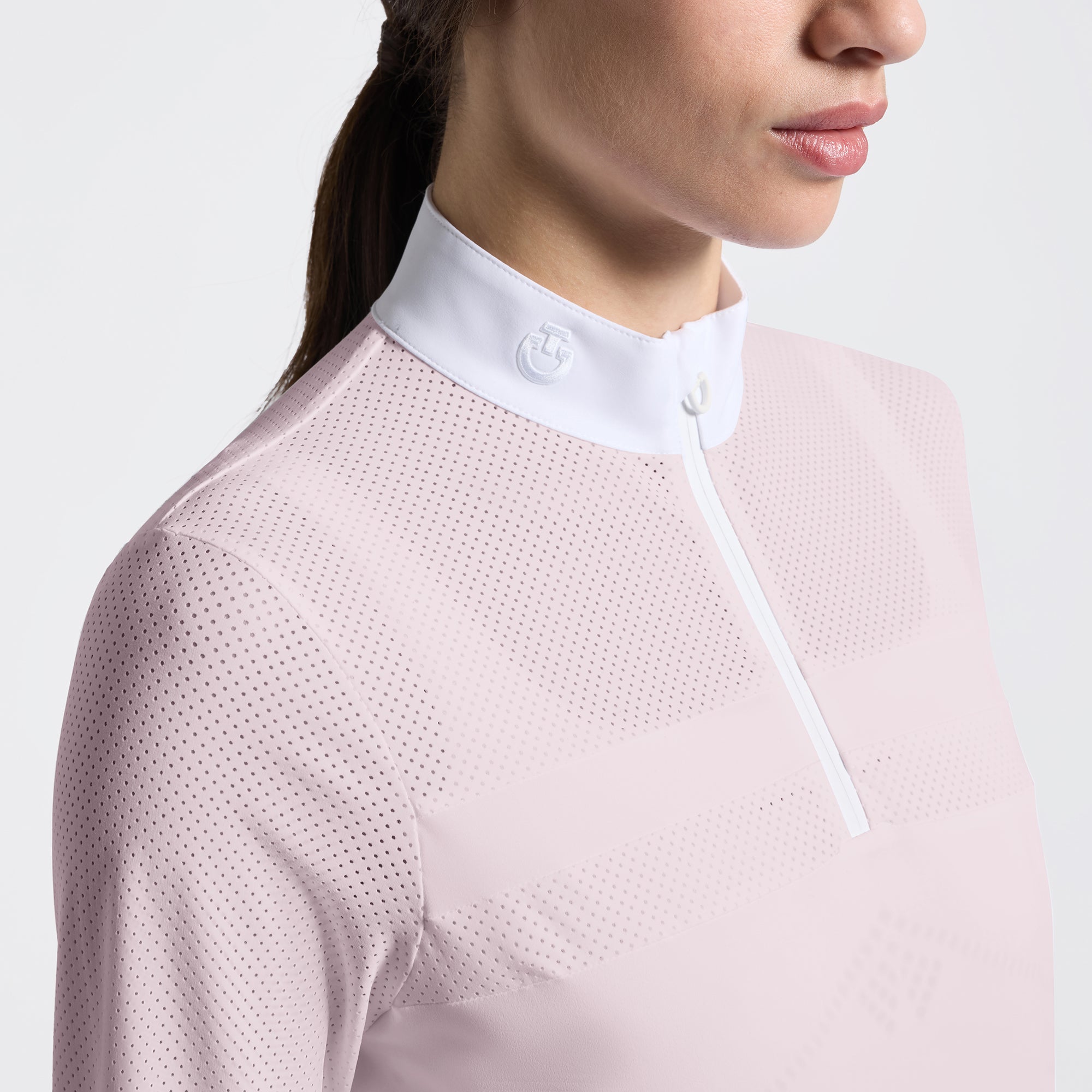 CAVALLERIA TOSCANA WOMEN'S COMPETITION SHIRT WITH HALF-ZIP AND PERFORATED SLEEVES