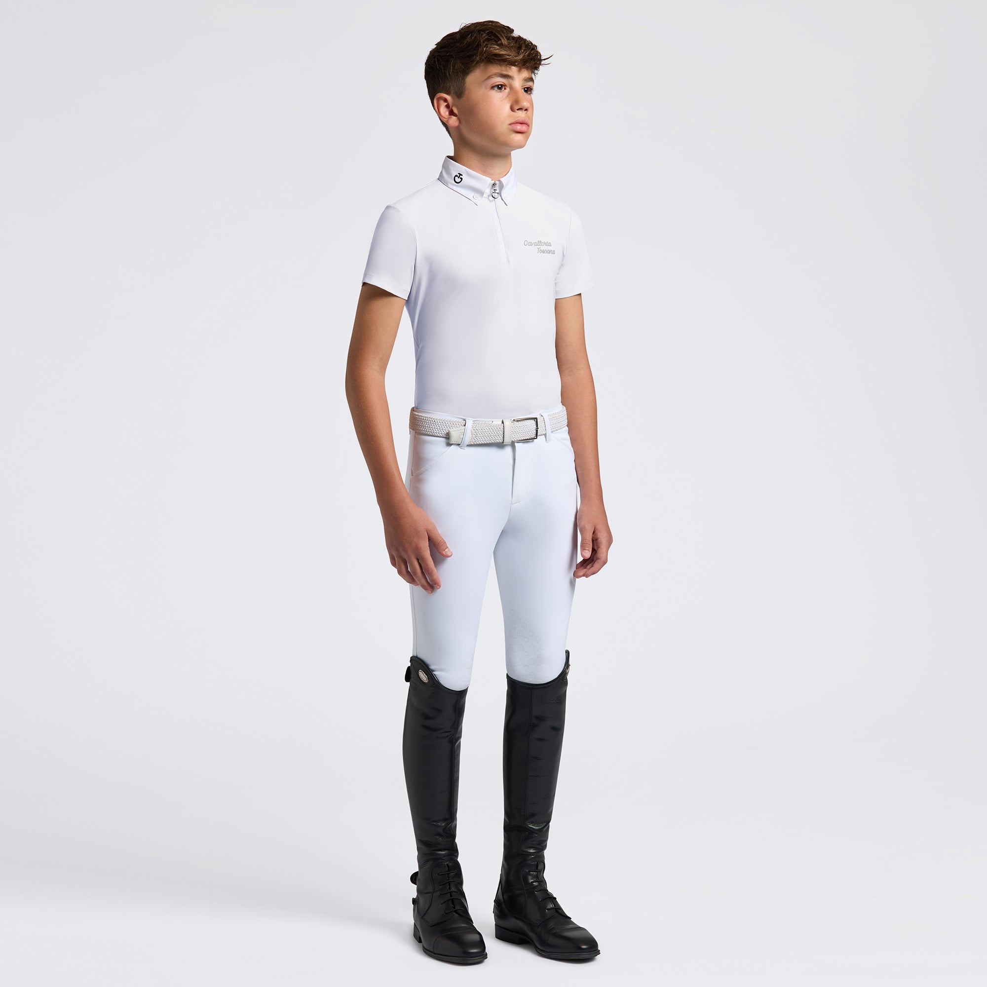 CAVALLERIA TOSCANA BOYS' JERSEY S/S ZIP COMPETITION SHIRT