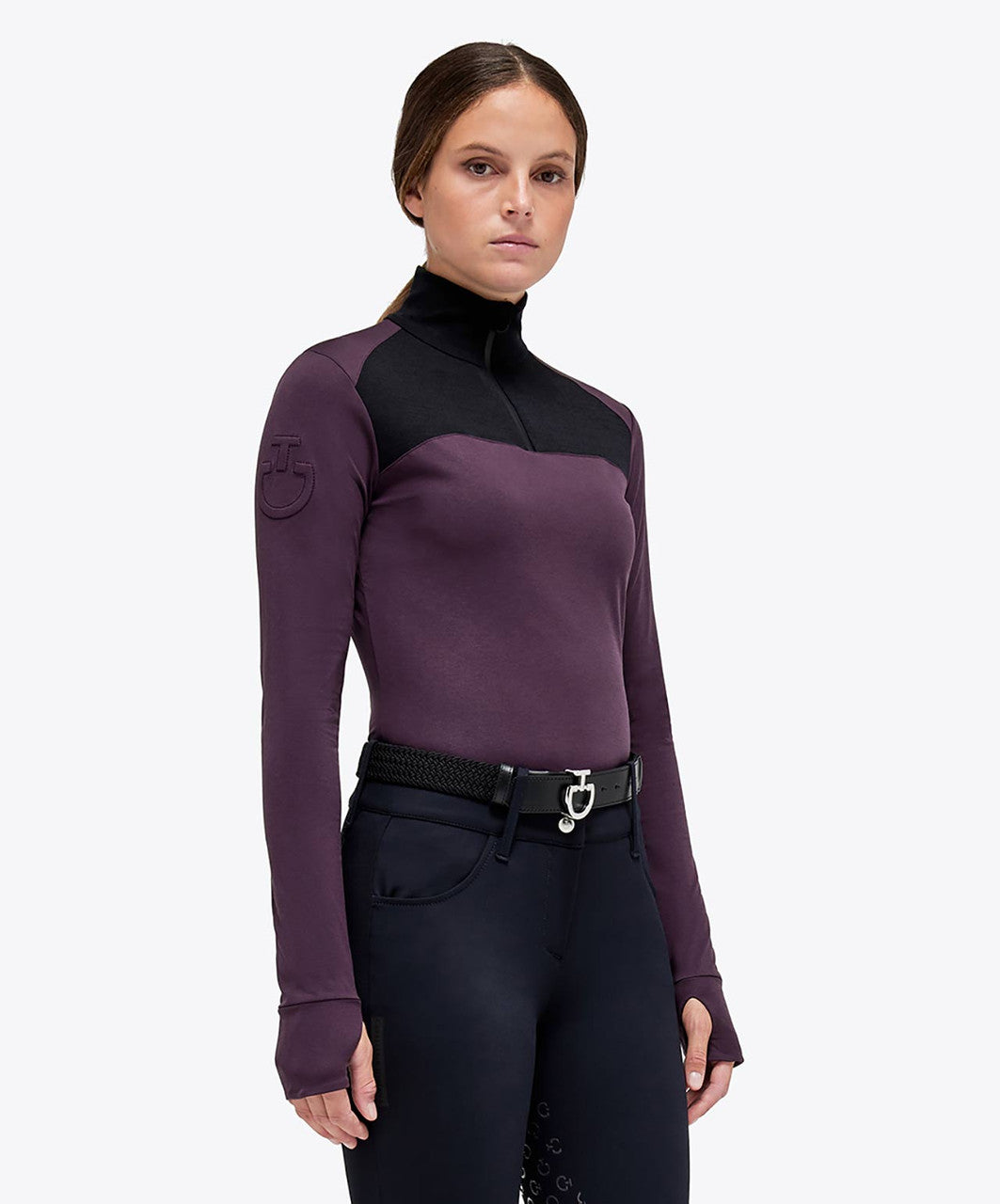 CAVALLERIA TOSCANA WOMEN'S TECH WOOL HALF ZIP TURTLENECK