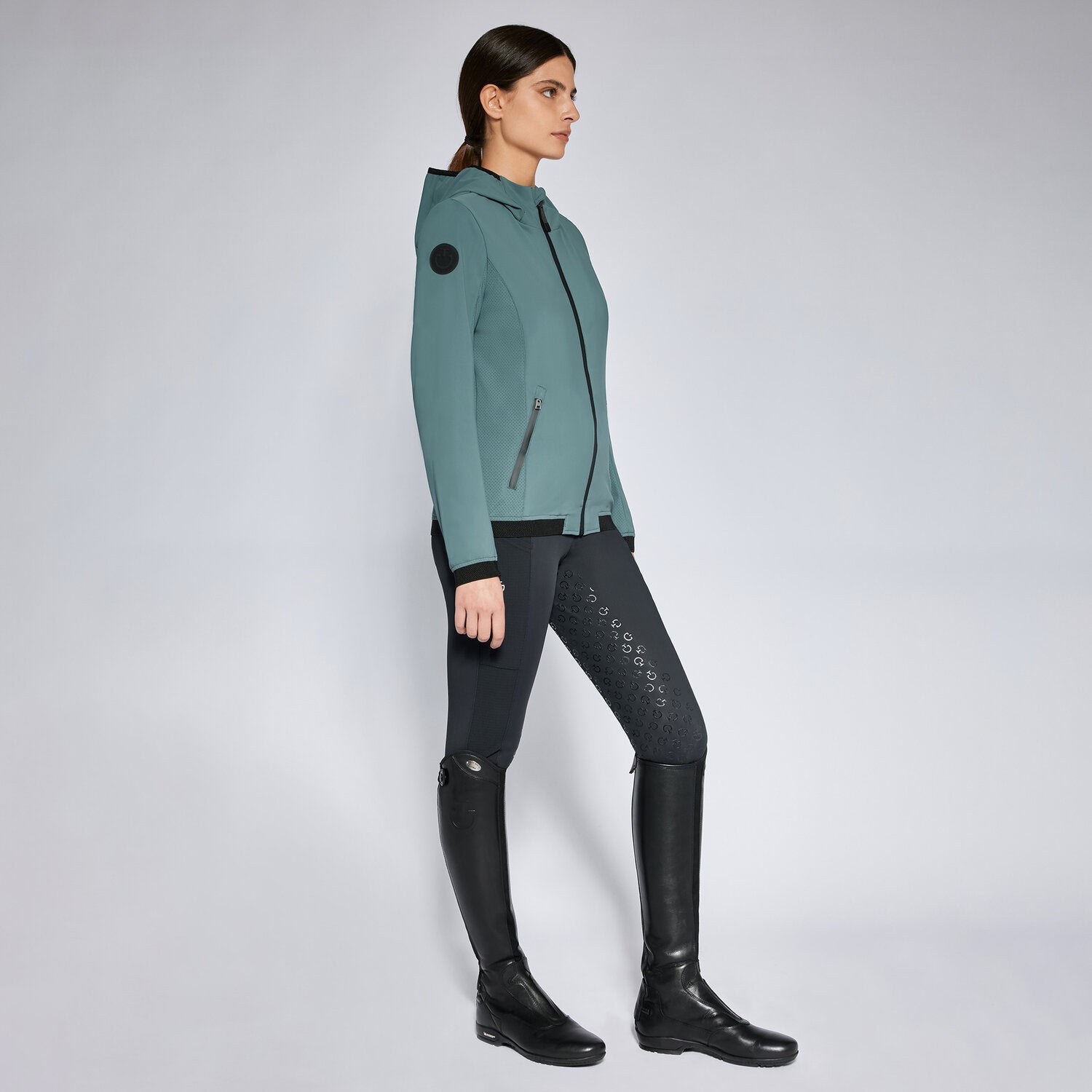 CAVALLERIA TOSCANA PERFORATED JERSEY HOODED SOFTSHELL JACKET