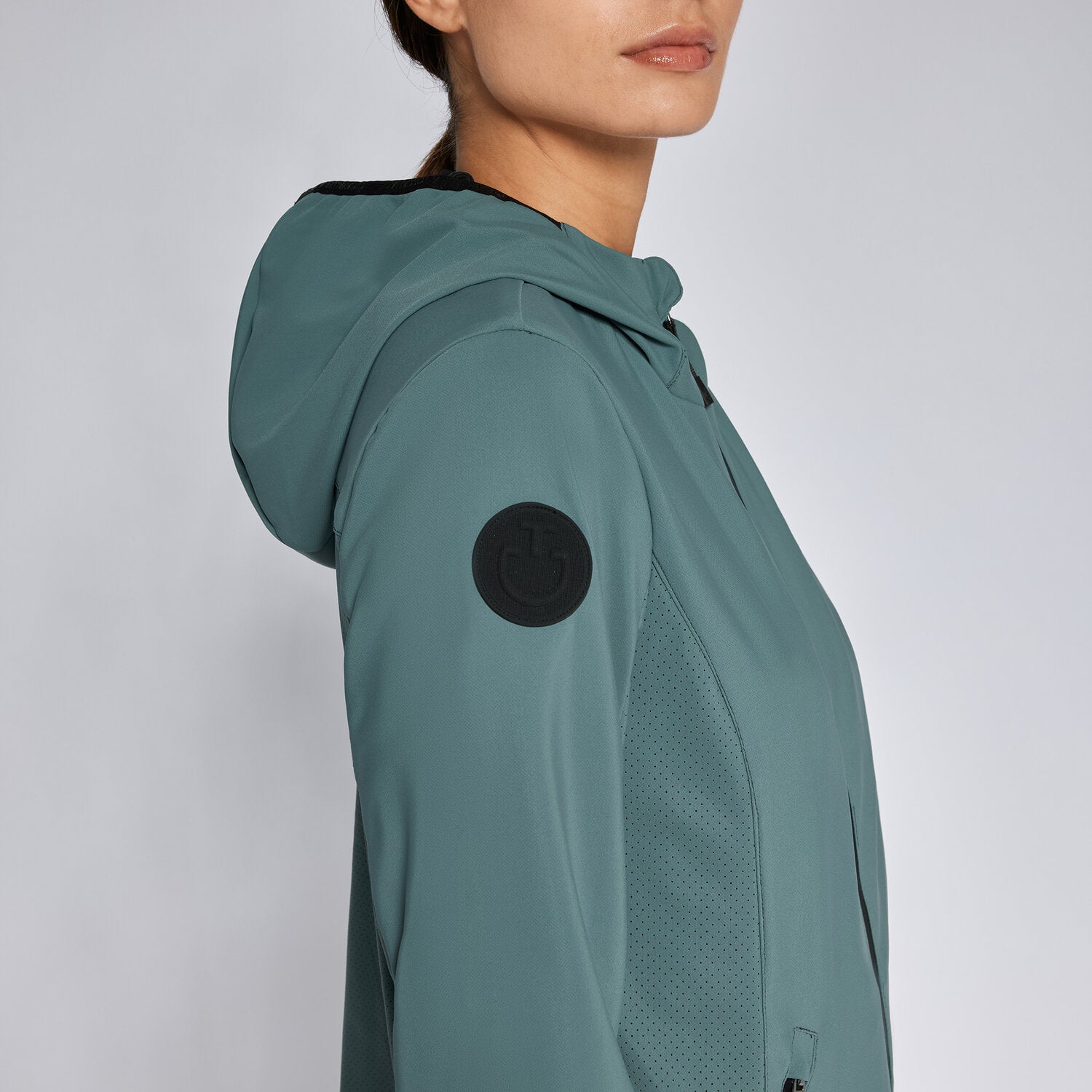 CAVALLERIA TOSCANA PERFORATED JERSEY HOODED SOFTSHELL JACKET